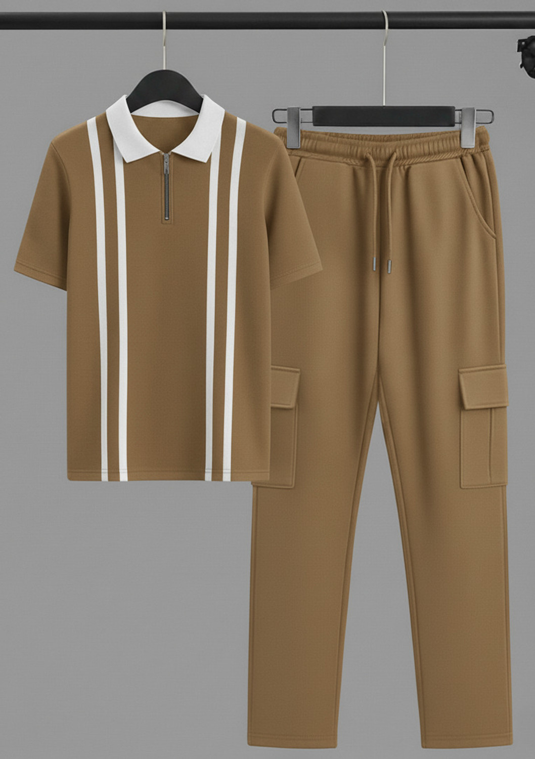 Image of Try This Men Colorblock Brown Night Suit Set