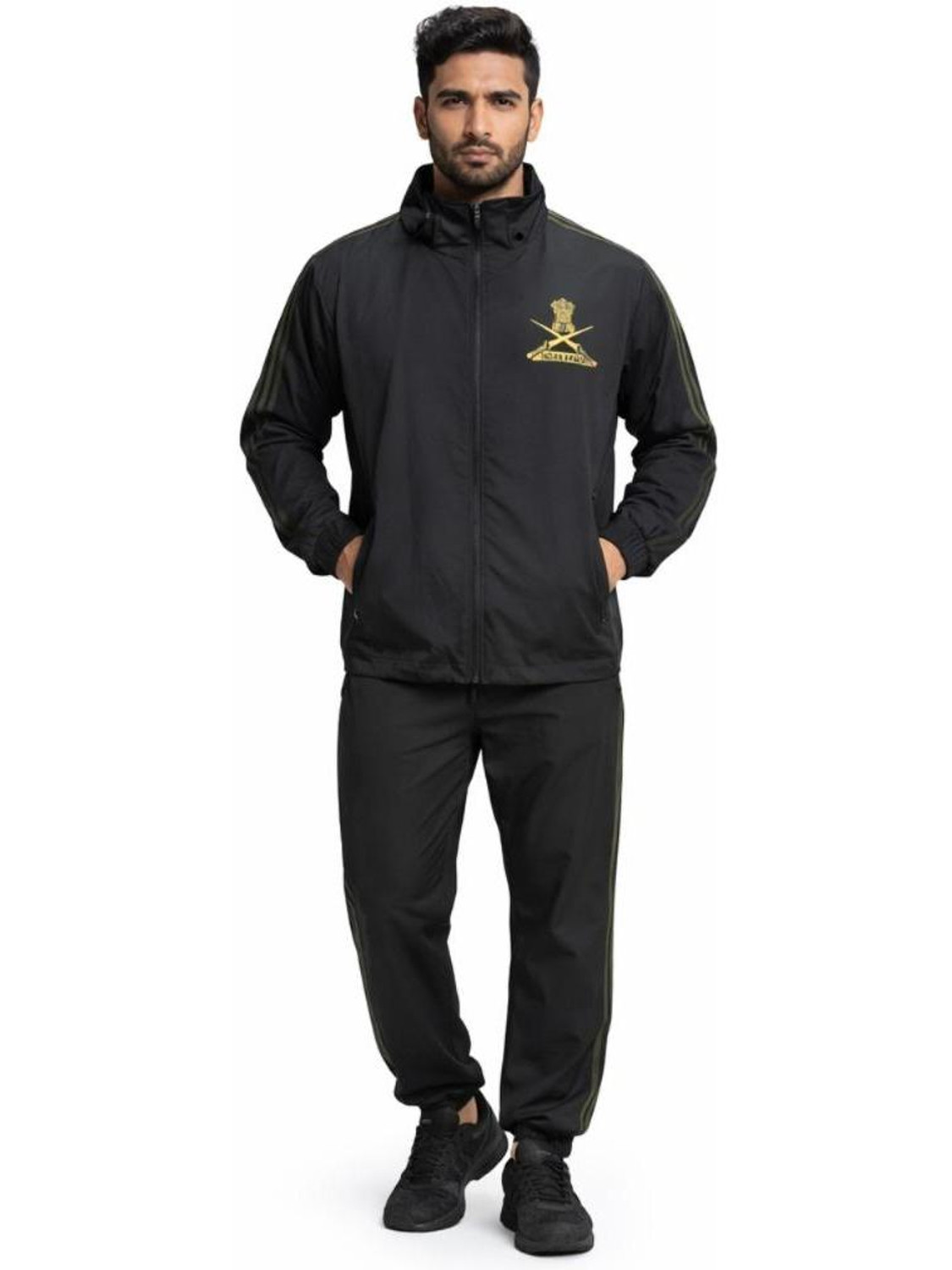 Image of army apparel Solid Men & Women Track Suit