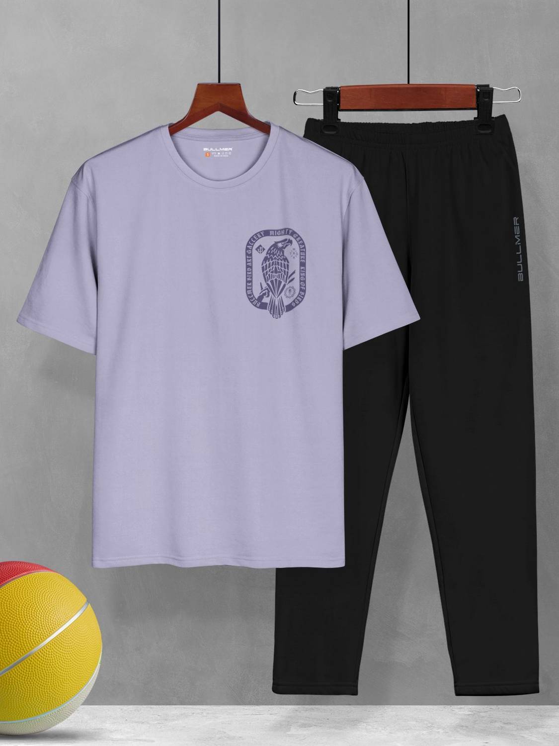 BULLMER Men Graphic Print Purple Night Suit Set