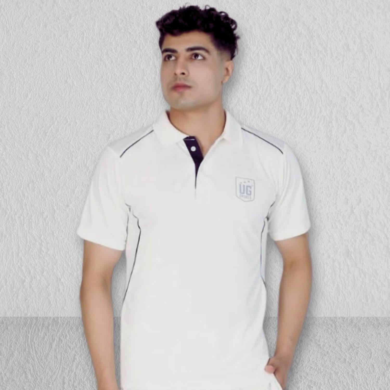 Trenz Men White Cricket Dress Half Sleeves T-Shirt Lower Solid