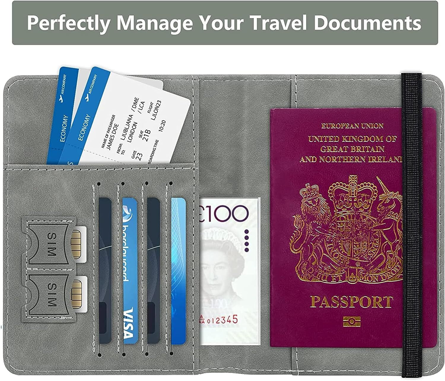 Image of StealODeal Passport Holder Cover Wallet RFID Blocking PU Leather Travel Document Holder