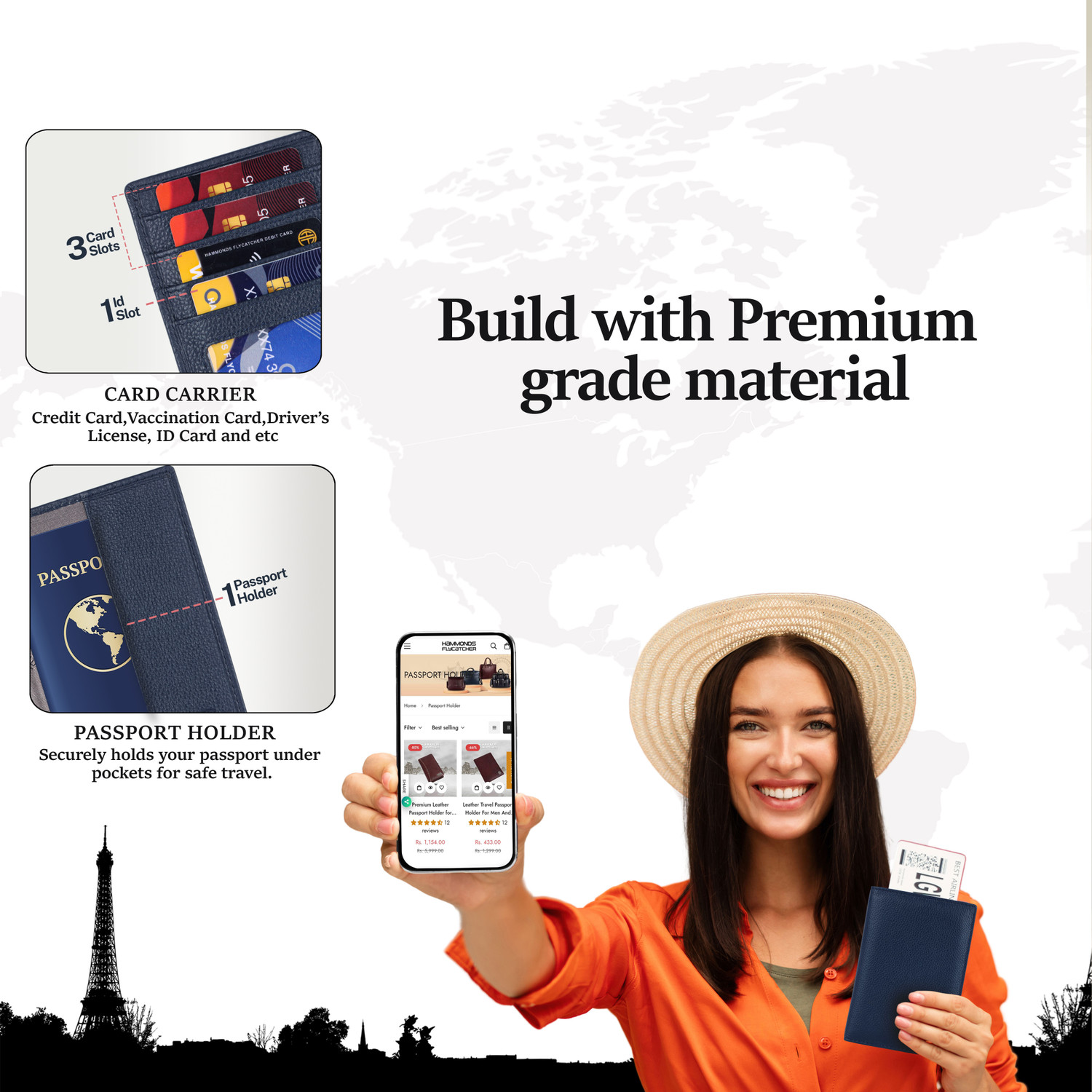 Image of Hammonds Flycatcher Genuine Leather RFID Blocking Passport Holder Cover Case Travel Wallet