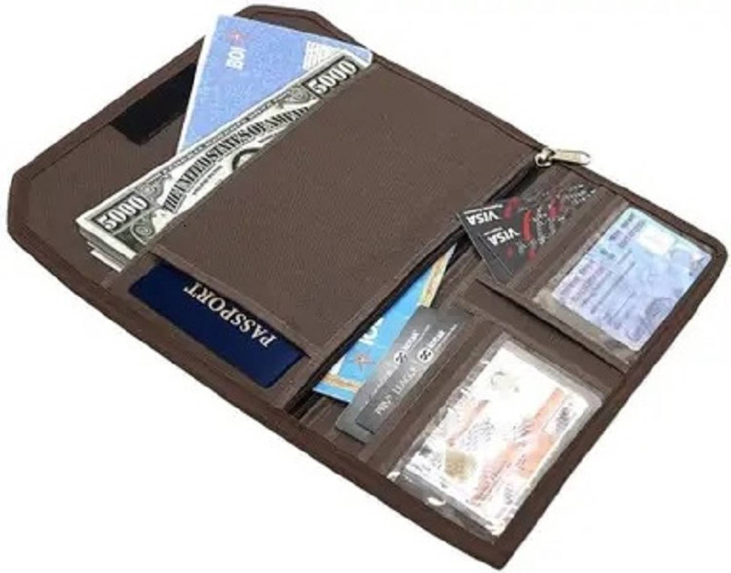 CAMPIO Travel Organizer Card Vehicle Documents Holder with Pockets Expanding Zip Pouch-