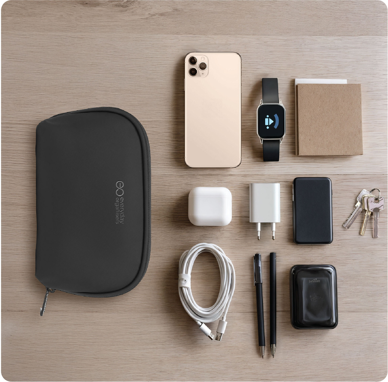 Image of evryday organiser Tech Organizer Pouch for Travel Water-Resistant 6-in-1 Pouch Bag for Men & Women
