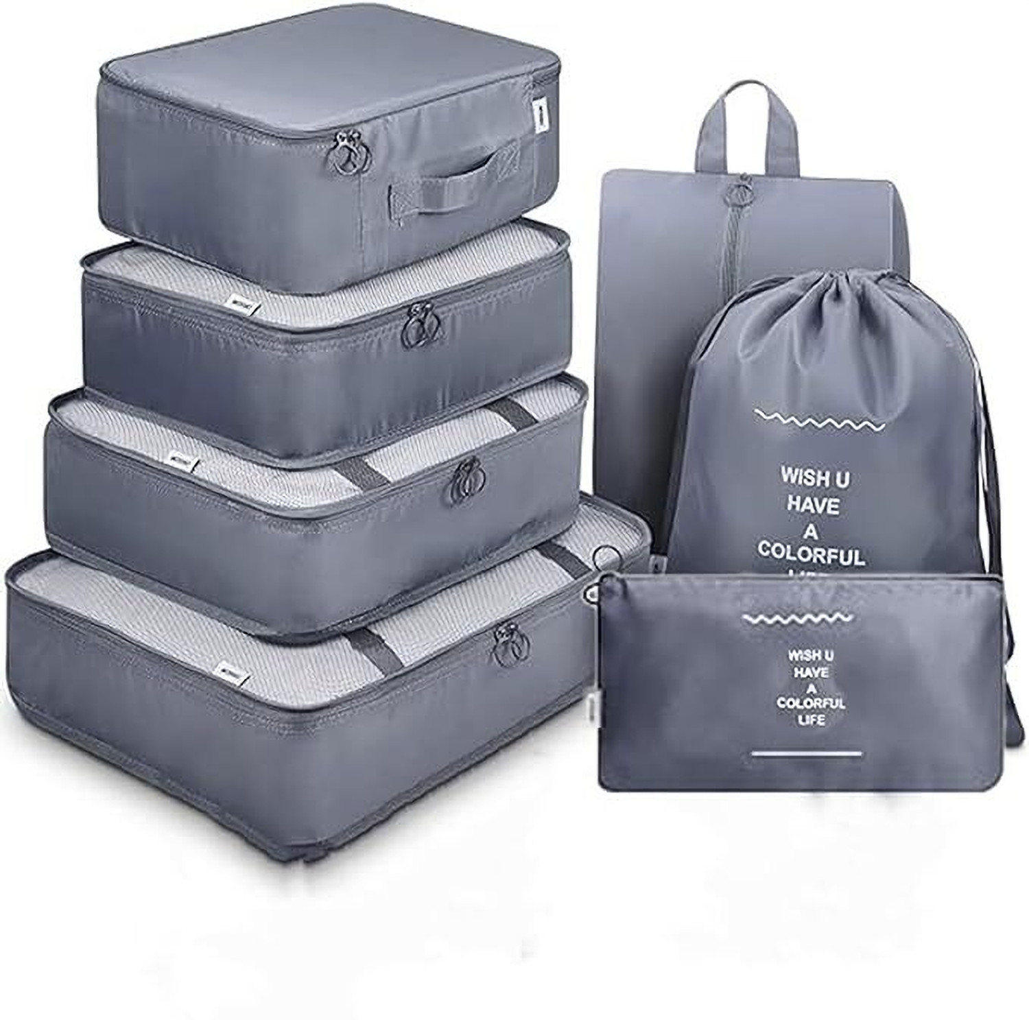 Image of Vervita 7 in 1 Travel Organizers Set Makeup Bags Organizer Packing travel