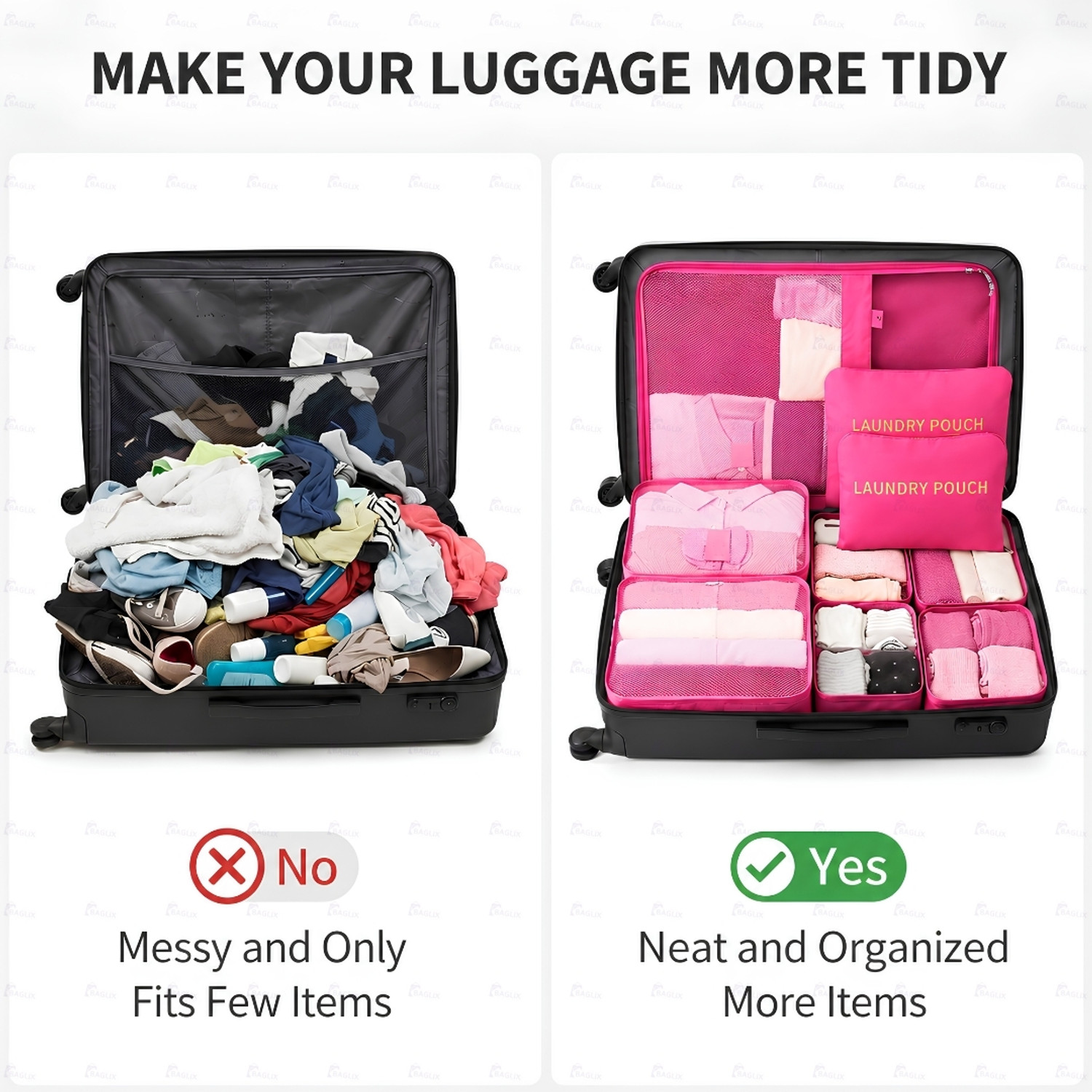 Image of BAGLIX Travel Organizer Set of 6 Space Saving Packing Cubes for Luggage B94