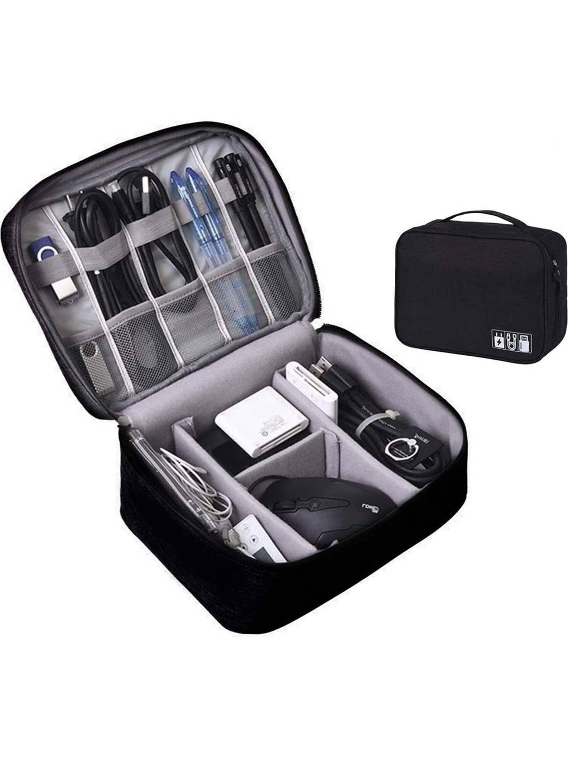 LAFILLETTE Travel Universal Digital Storage Pouch Case Electronic Accessories Gadget Organizer Bag Cord Holder for Cable Charger Phone USB SD Card
