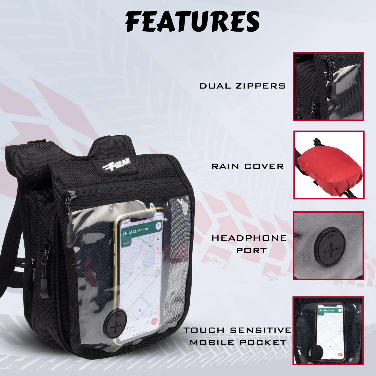 Image of F Gear Alfie Black Heavy Quality Bike Tank Cover With Rain Cover For All Types OF Bike