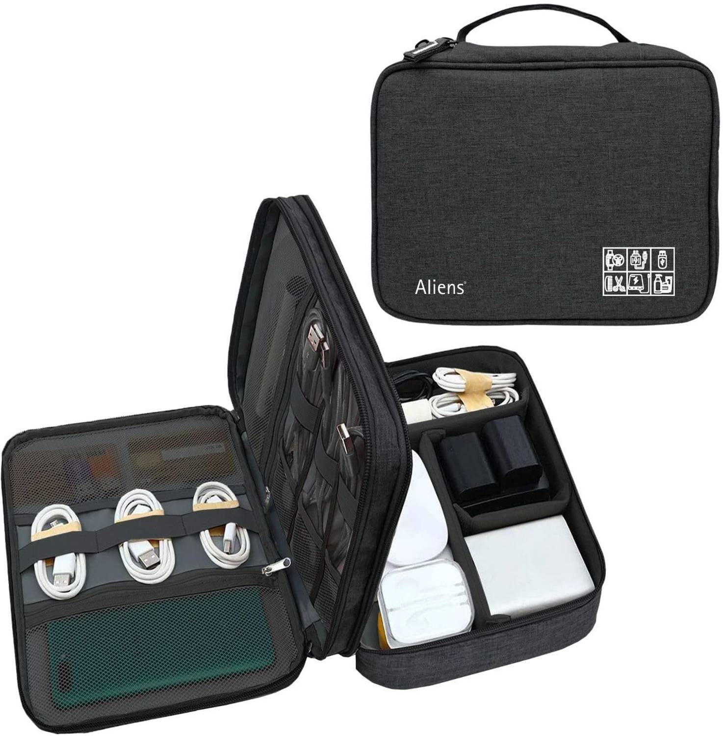 Aliens Double Layer Gadget Travel Tech Organizer Case Bag Pouch for Cable,ipad,cosmetic