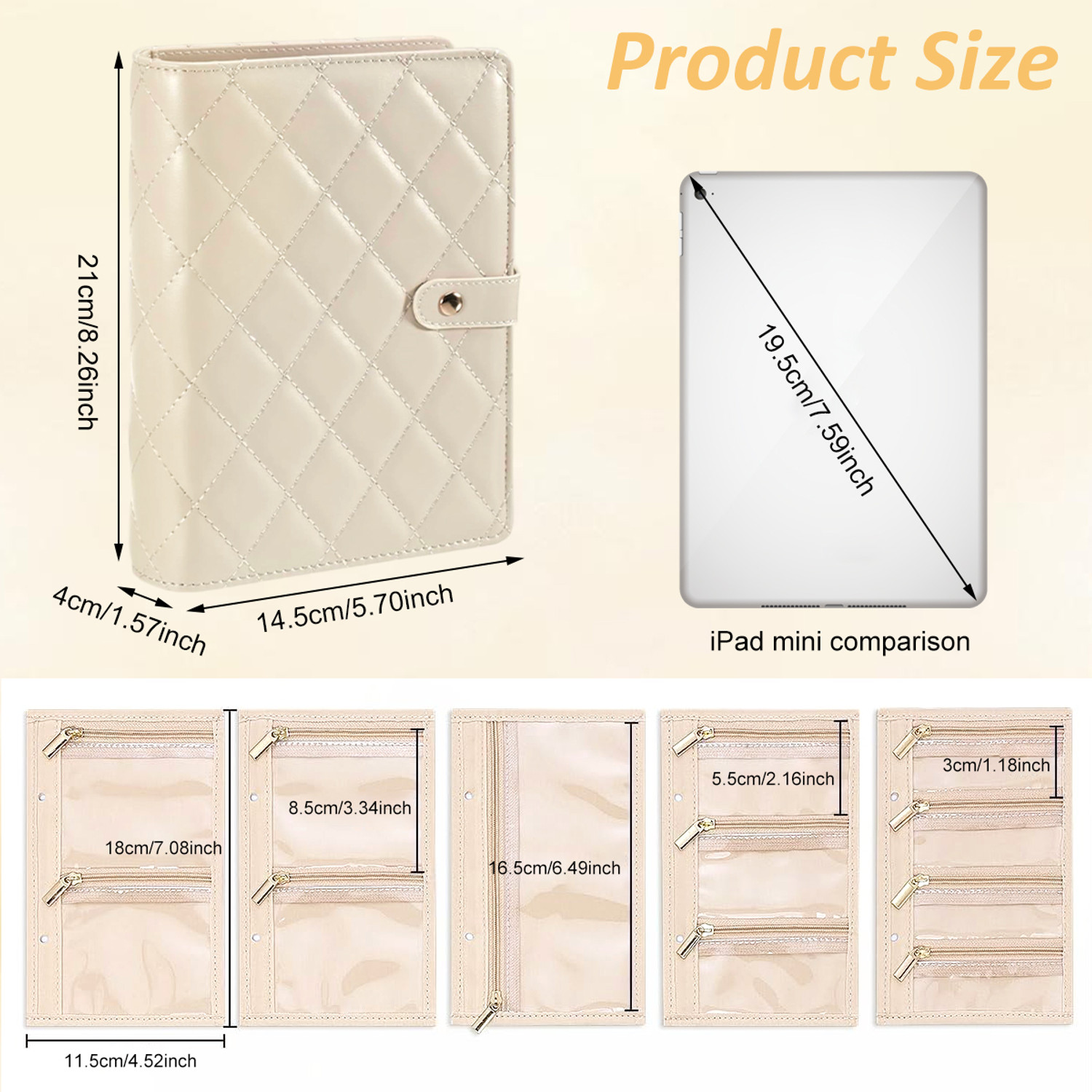 Image of gustave Travel Jewelry Organizer Bag Quilted PU Pouch with Twelve Clear Pockets