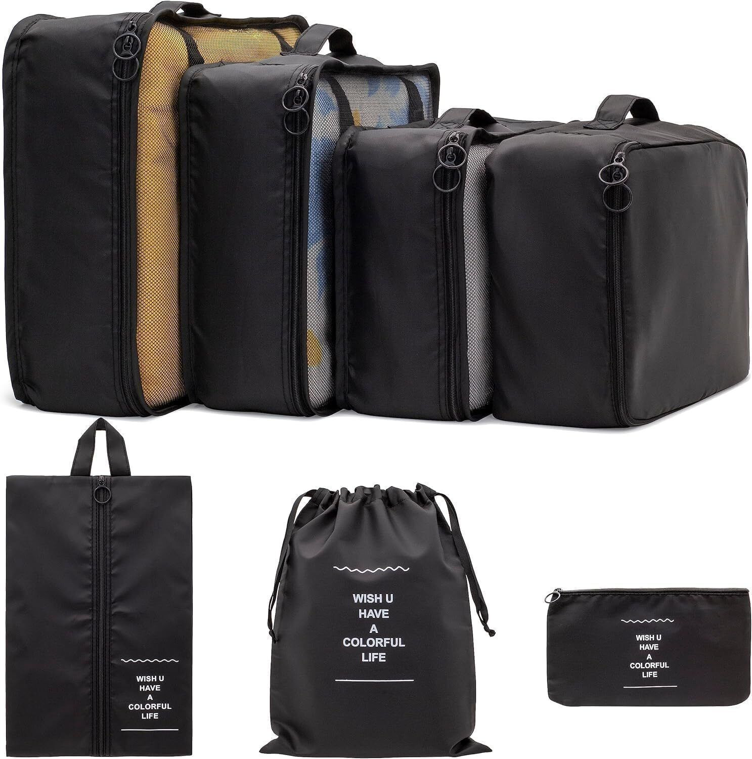 Image of Mungat 7 Pcs Travel Suitcase Organizer Pouch Packing Cubes for Clothes