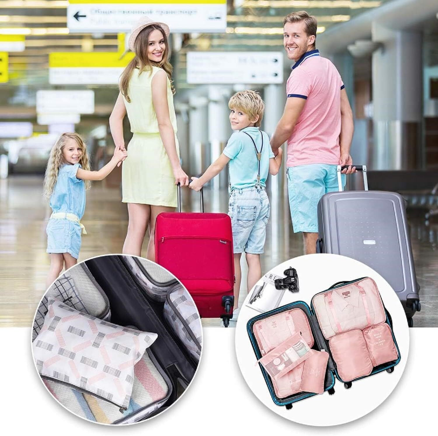 Image of Lakshvia 7 Pcs Travel Storage Bag Packing Cubes Luggage Organizer Travel Pouch Set