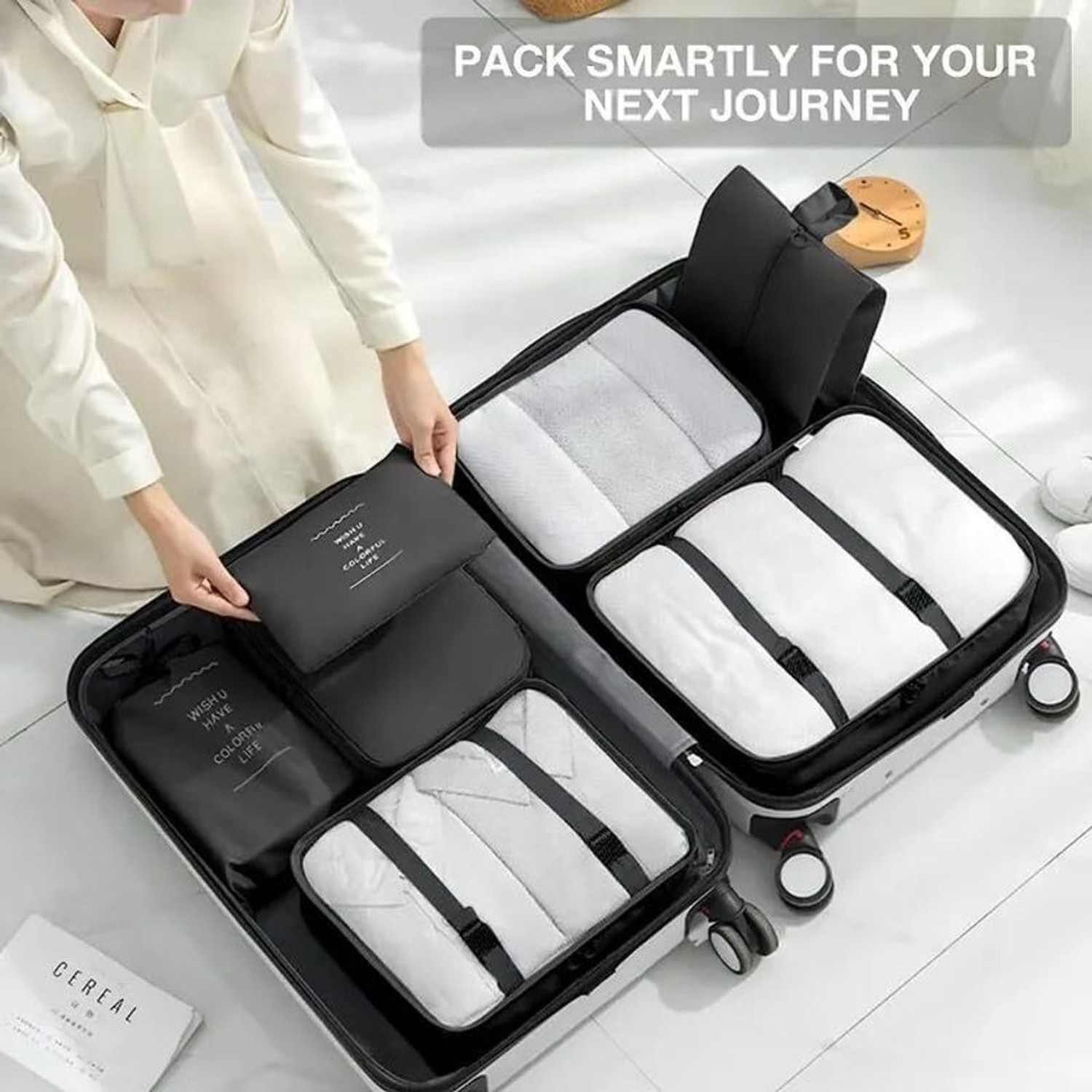 Image of Mungat 7 Pcs Travel Suitcase Organizer Pouch Packing Cubes for Clothes