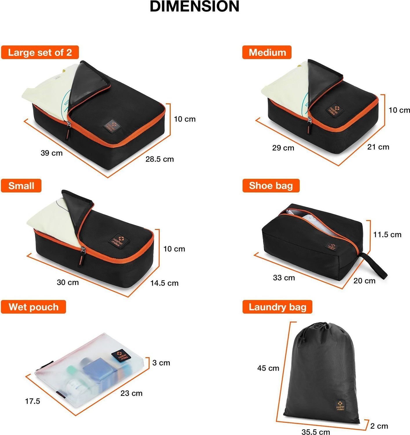 Image of NASHER MILES Travel Organizer Set of 7 - Packing Cubes for Clothes, Shoes & Accessories