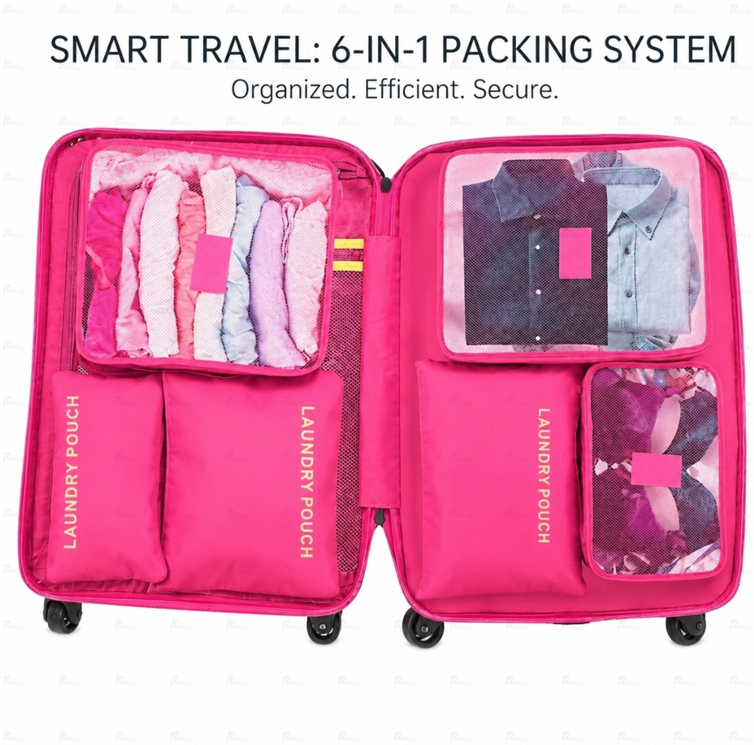 Image of BAGLIX Travel Organizer Set of 6 Space Saving Packing Cubes for Luggage B94