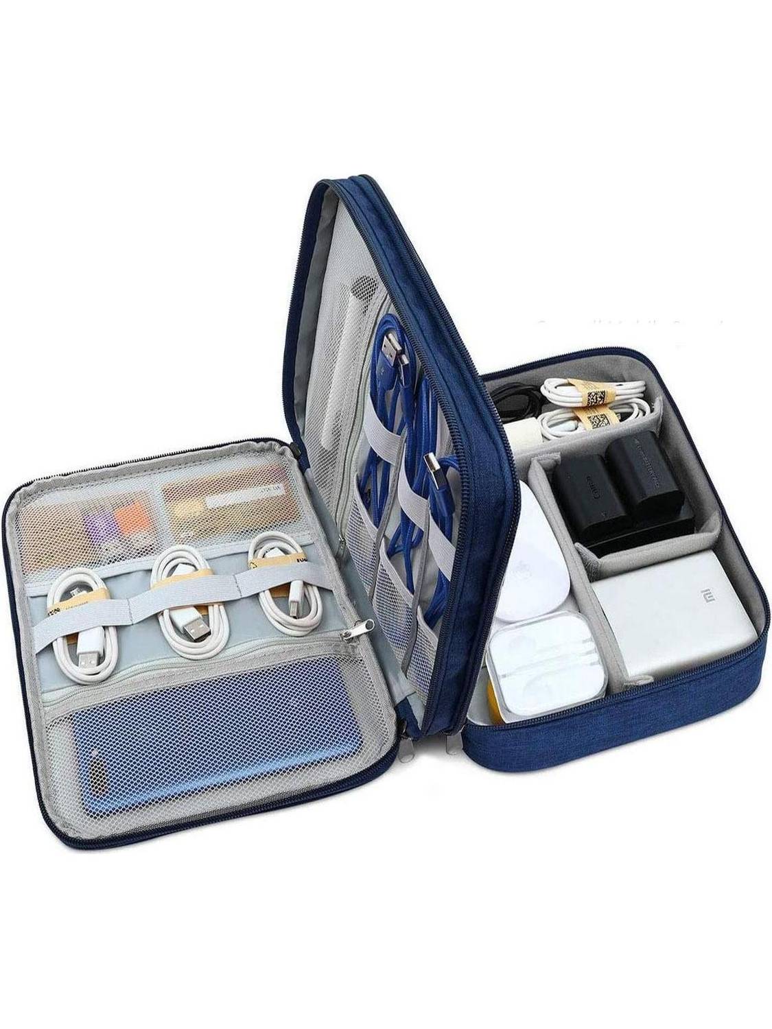 SEAGULL 3 Layered Zippered Electronic Organizer, Travel Cable Accessories Bag, Portable Storage Case for Cables, Charger, HDD, Power Bank, 27 x 20 x 10cm