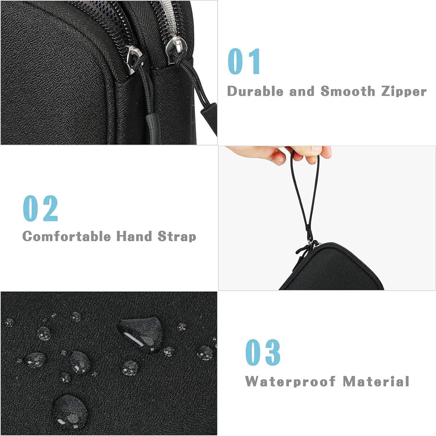 Image of KeepCart Travel Organizer Electronic Accessories Case Waterproof Double Layer Storage Bag (Black)