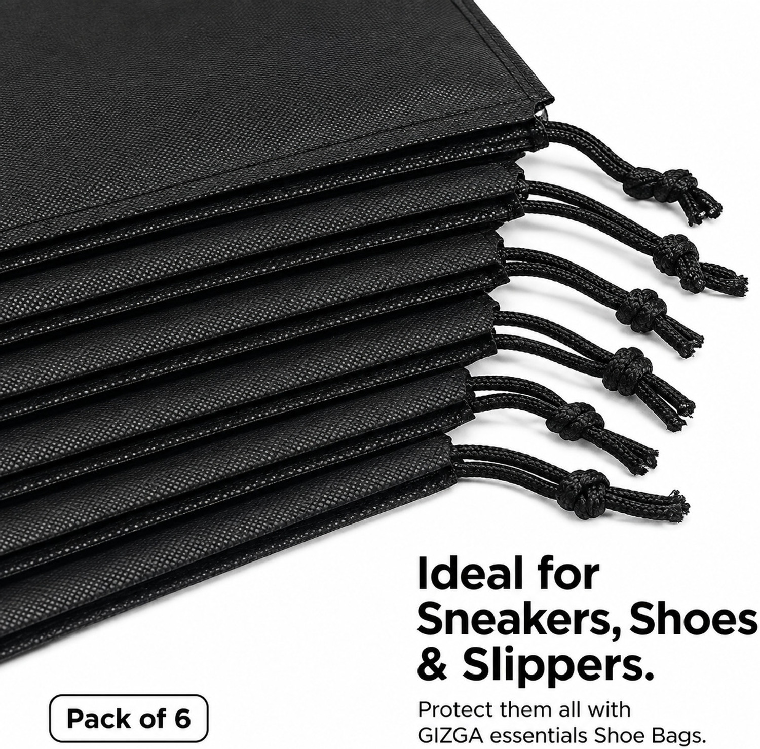 Image of Gizga Essentials Shoe Bags for Travel & Storage, Reusable Footwear Organizer Pouches - Pack of 6