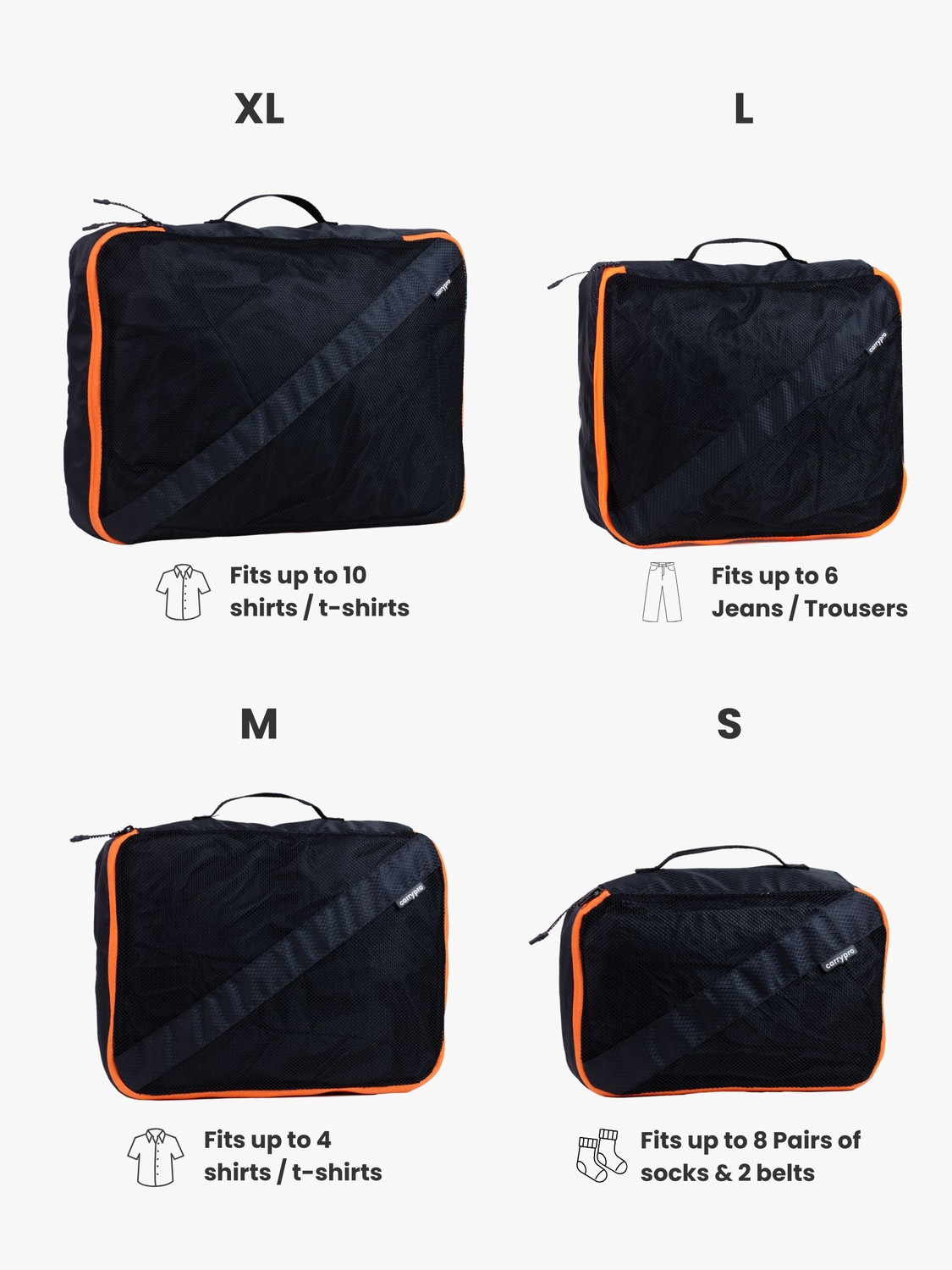 Image of CarryPro The Pro Packing Cubes Travel Organiser (Set of 6)