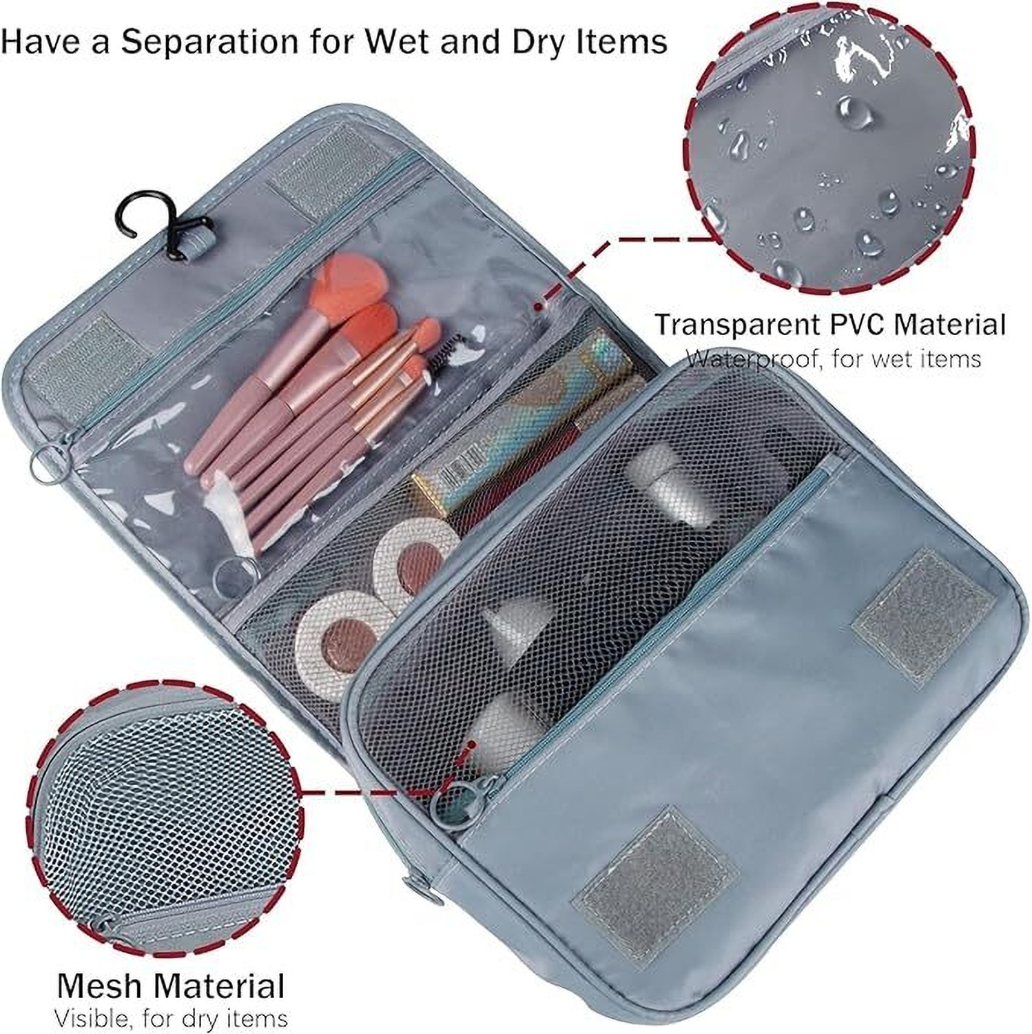 Image of ASHLER Hanging Toiletry Bag - Large Cosmetic Makeup Travel Organizer Travel Toiletry Kit