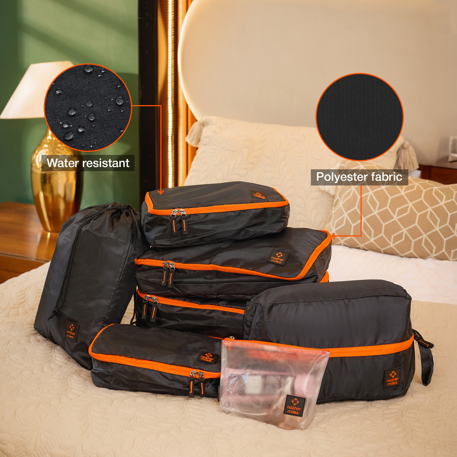 Image of NASHER MILES Travel Organizer Set of 7 - Packing Cubes for Clothes, Shoes & Accessories