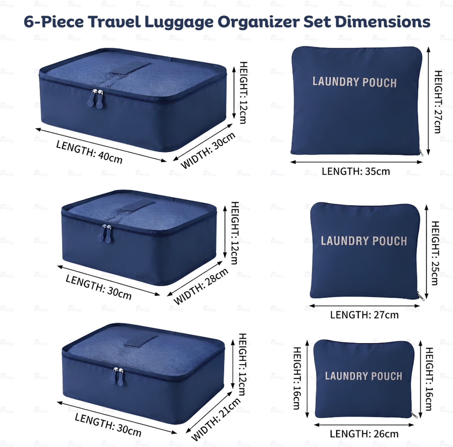 Image of BAGLIX Packing Cubes Set of 6 Travel Organizer Bags for Suitcase Luggage B348