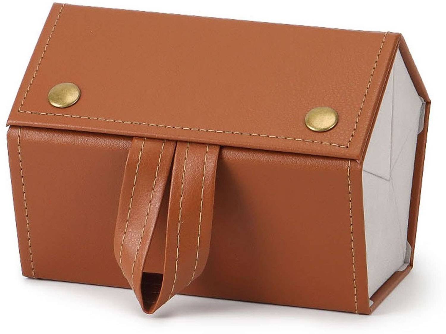 AweStuffs 5 Slots Foldable PU Leather Sunglasses Case, Spectacles Storage Box