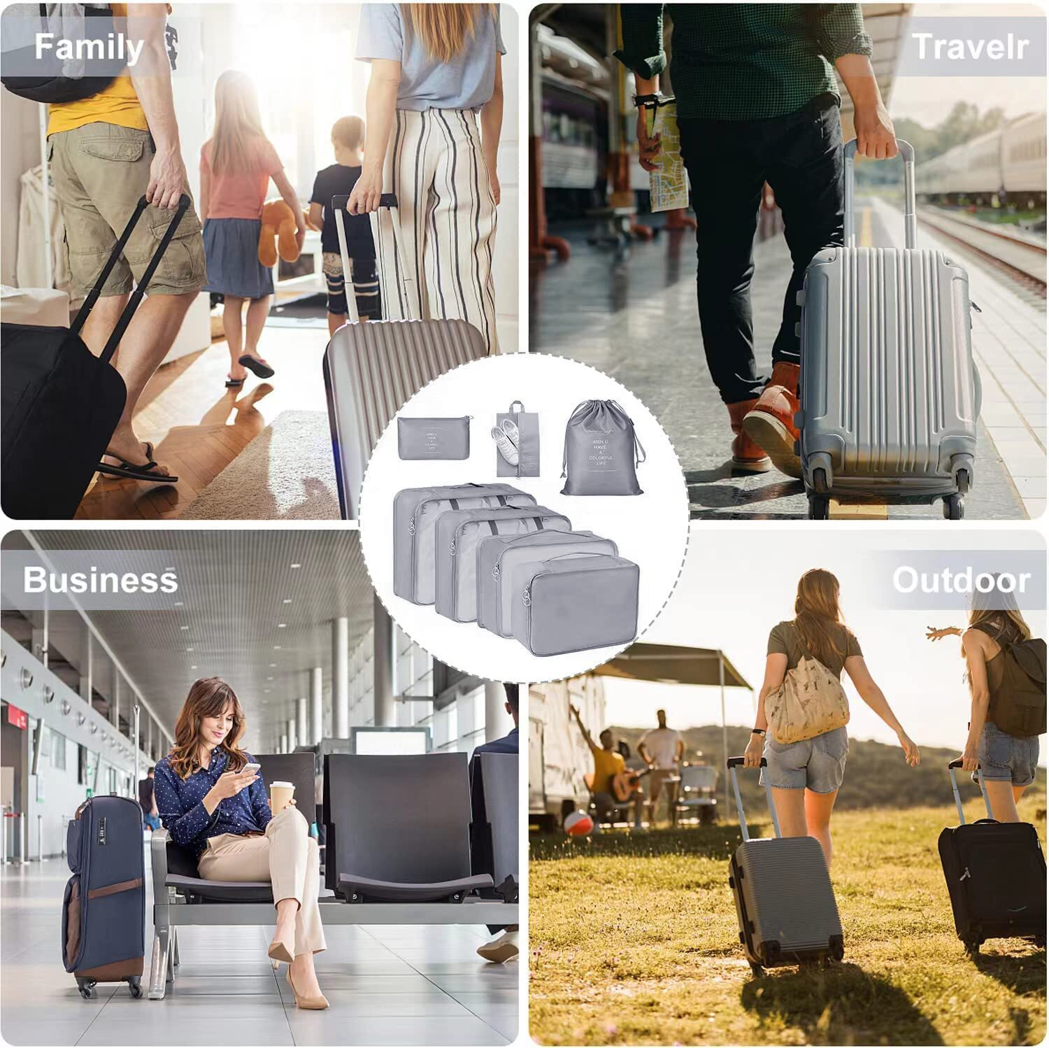 Image of Firstseen 7 Pcs Travel Organizer Pouch Set for Women & Men Waterproof Packing Cubes