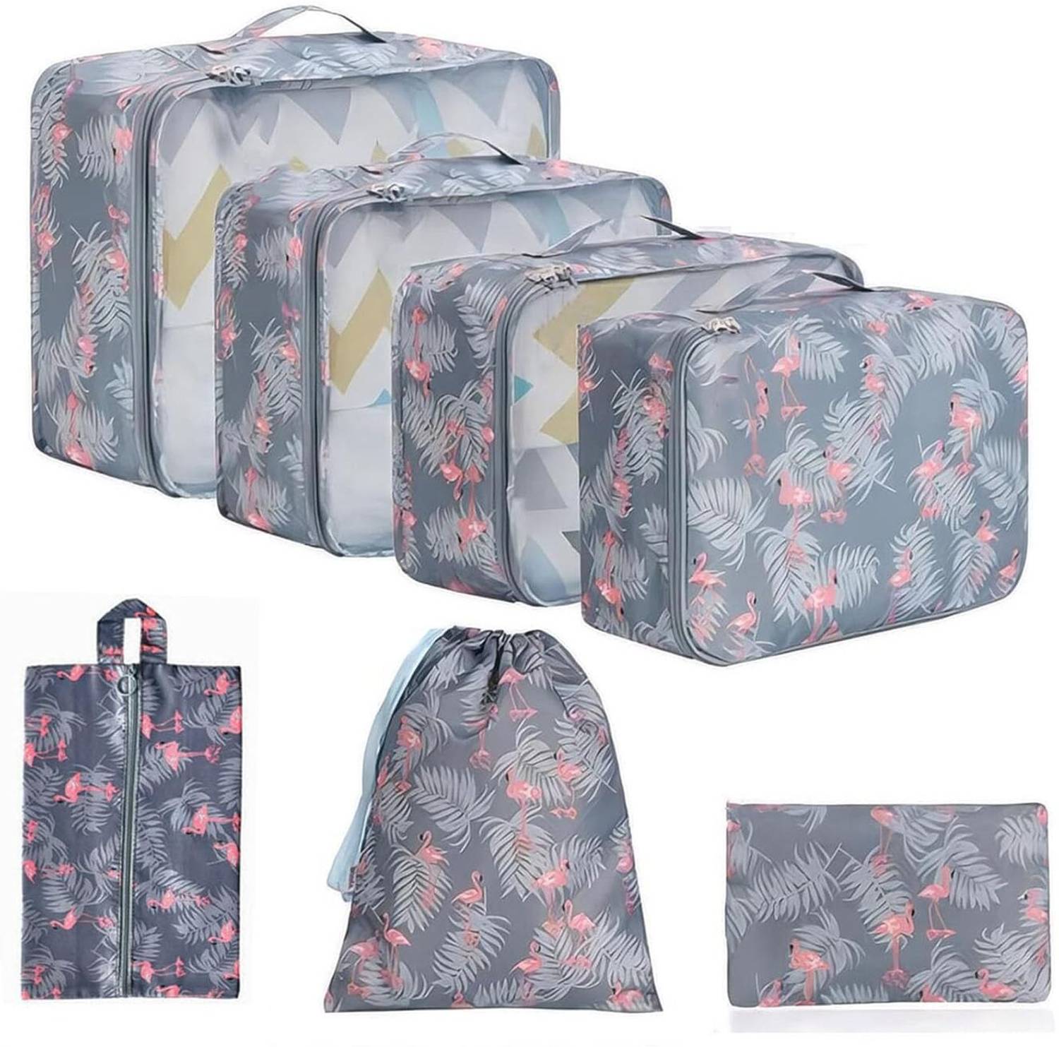 LarihkRetail 7 in 1 Travel Laundry Cosmetics Luggage Organizers Packing Cubes, Nylon