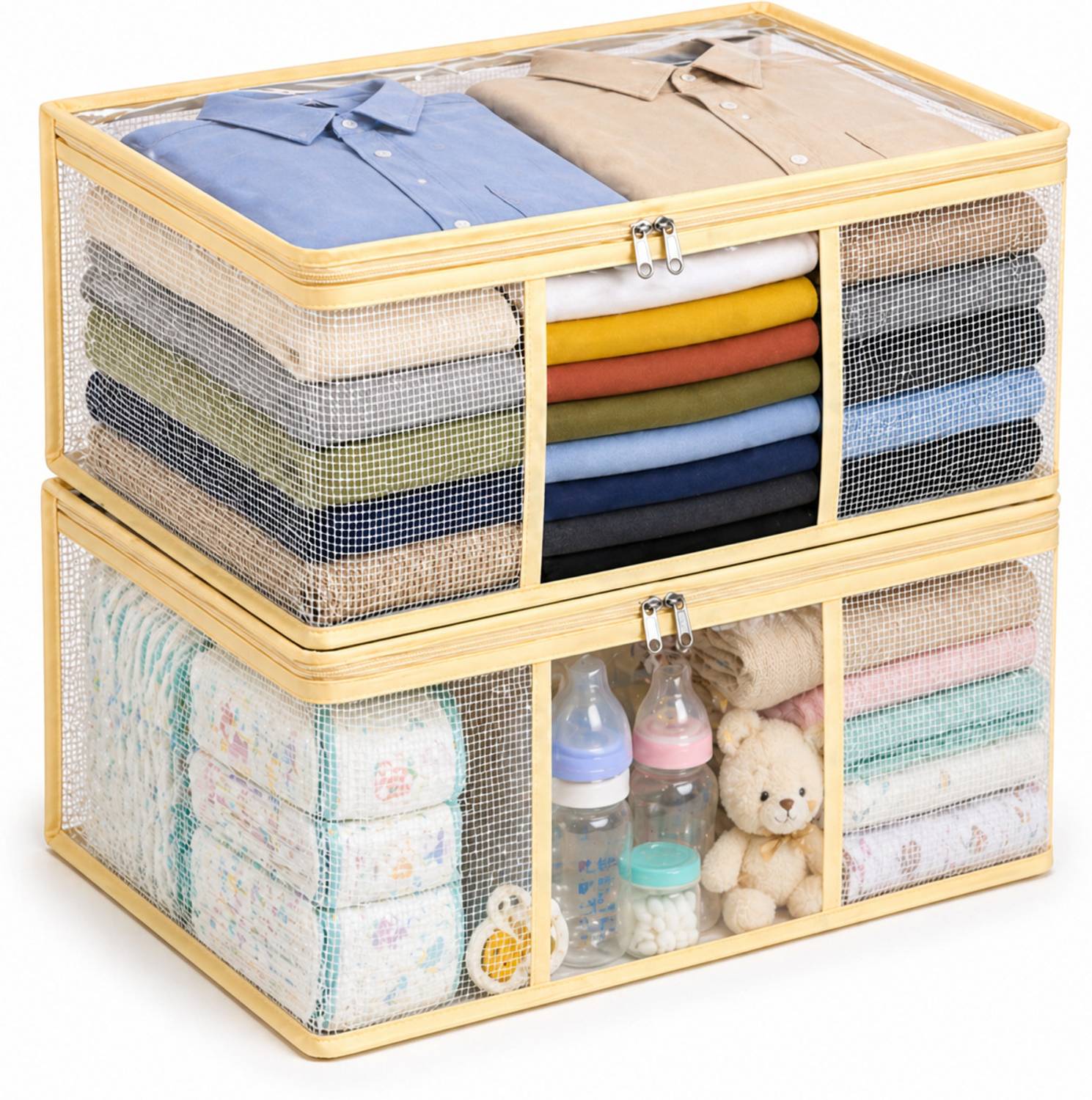 AmiPackaging Wardrobe Storage Organizer transprant Storage Bag for Saree Covers,Clothes, Lehenga, Blankets Bedsheets, Toys, Organizer Bag