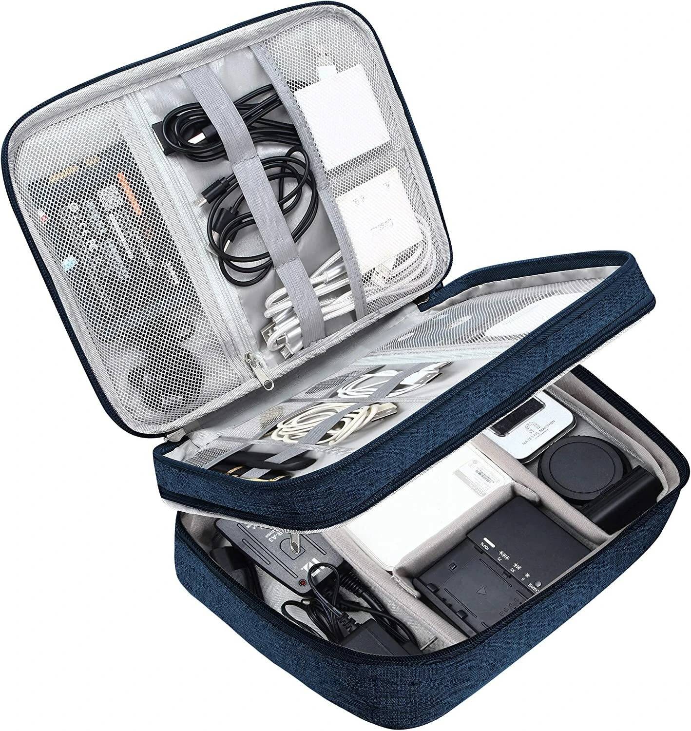 Atirap Double Layer Electronics Organizer/Travel Gadget Bag For Cable(Blue)