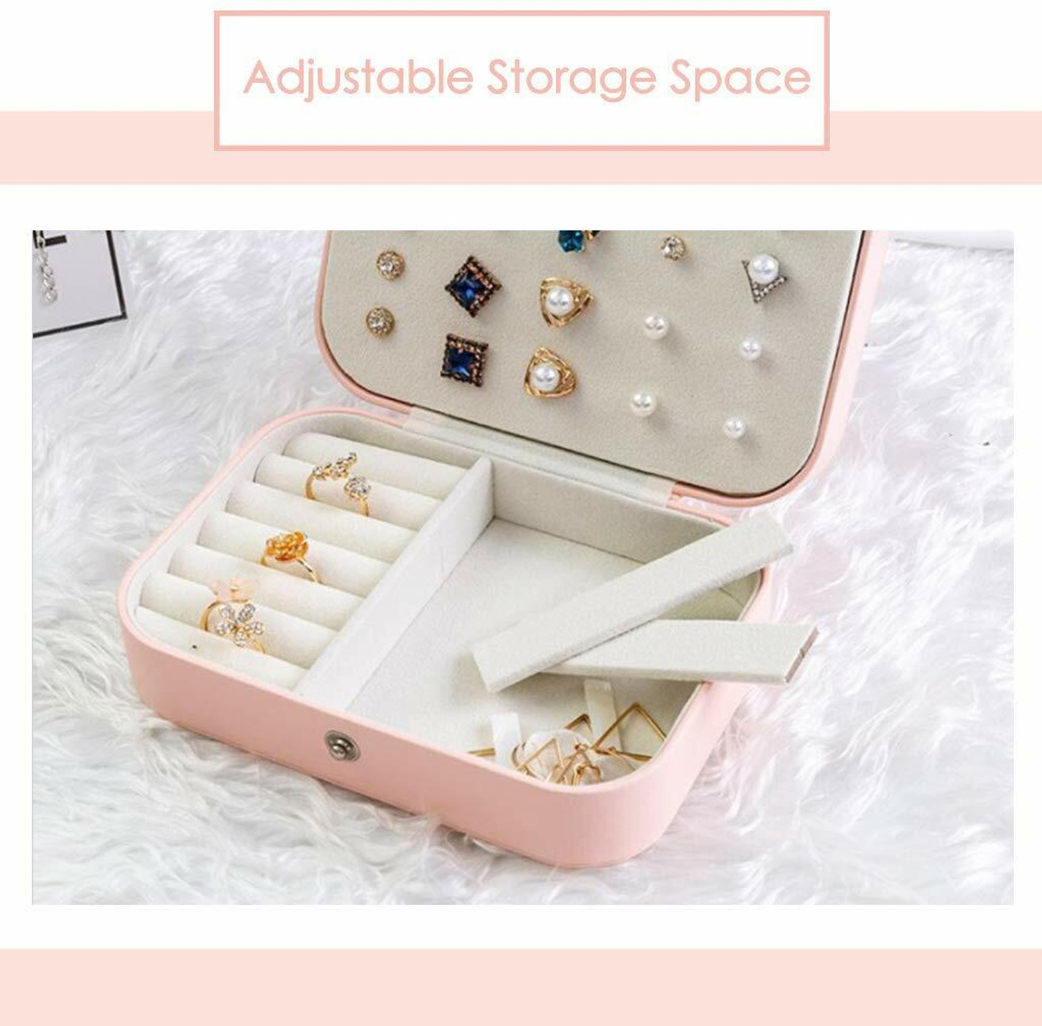 Image of Dherik Tradworld Jewelry Box- Portable Travel Jewelry Box, Small Two-Layer Jewelry Organizer all Vanity Box