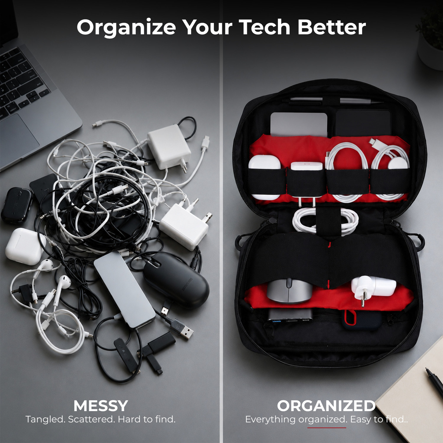 Image of MegaStro Tech Pouch Pro | Electronics Organizer | 10-Year Warranty