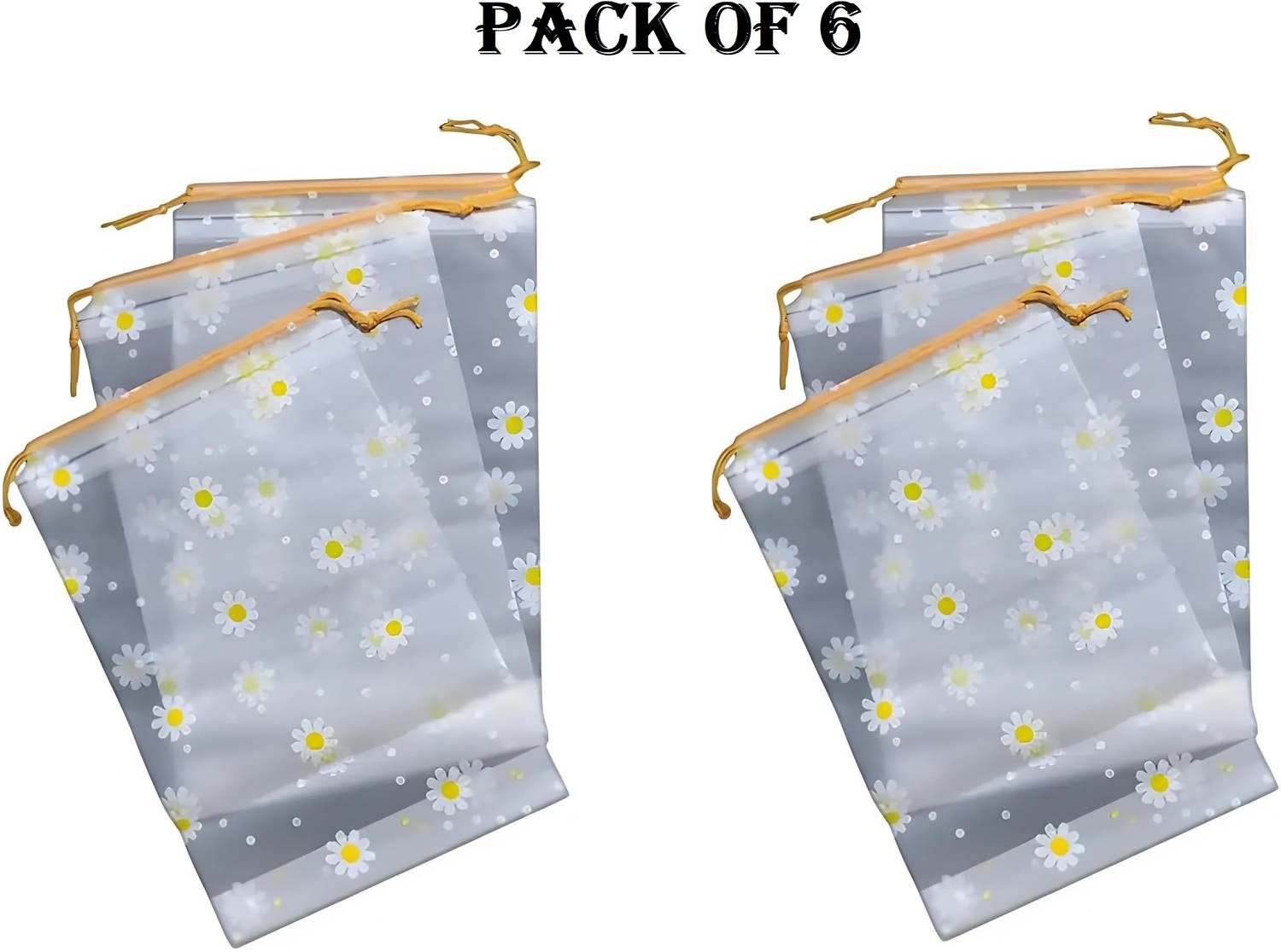 aurellia Flower Daisy Transparent Shoe Storage Bag Pack of 6