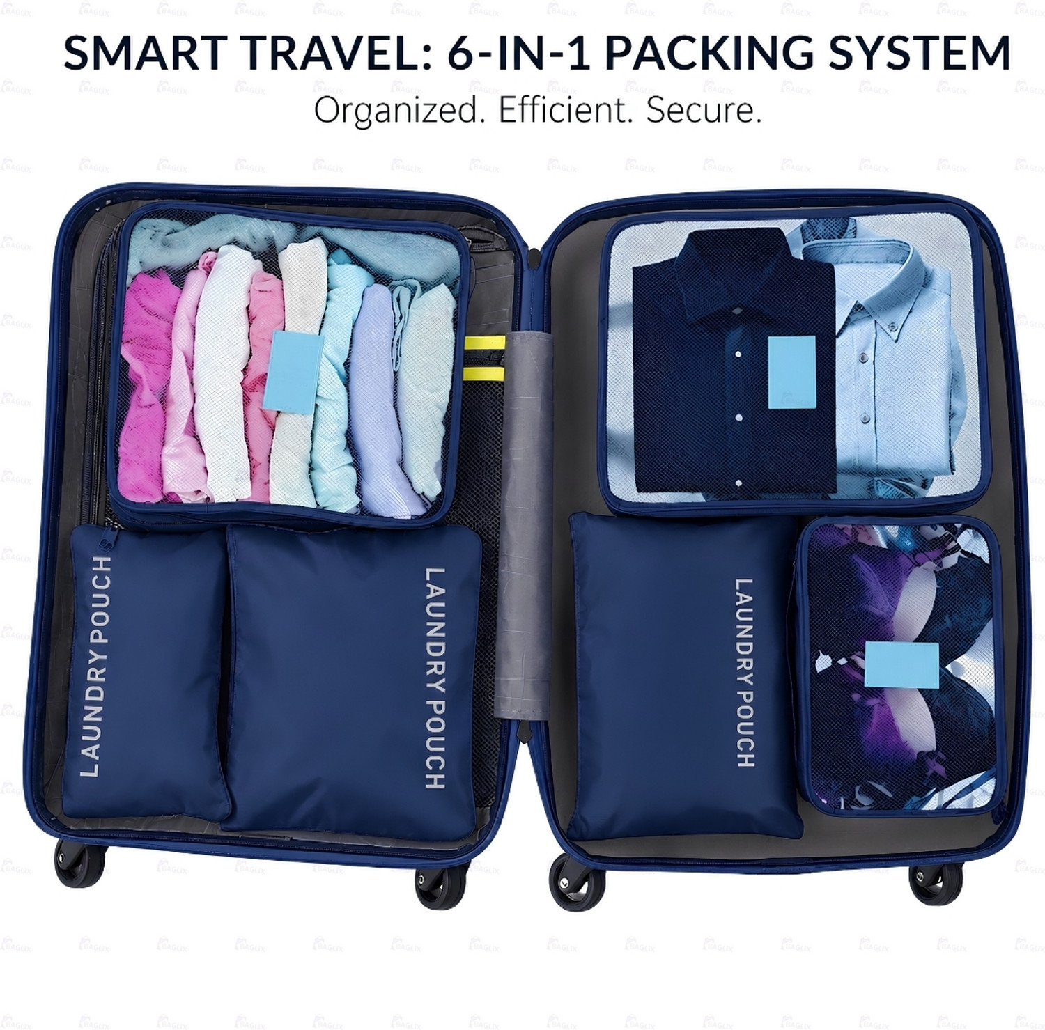 Image of BAGLIX Packing Cubes Set of 6 Travel Organizer Bags for Suitcase Luggage B348