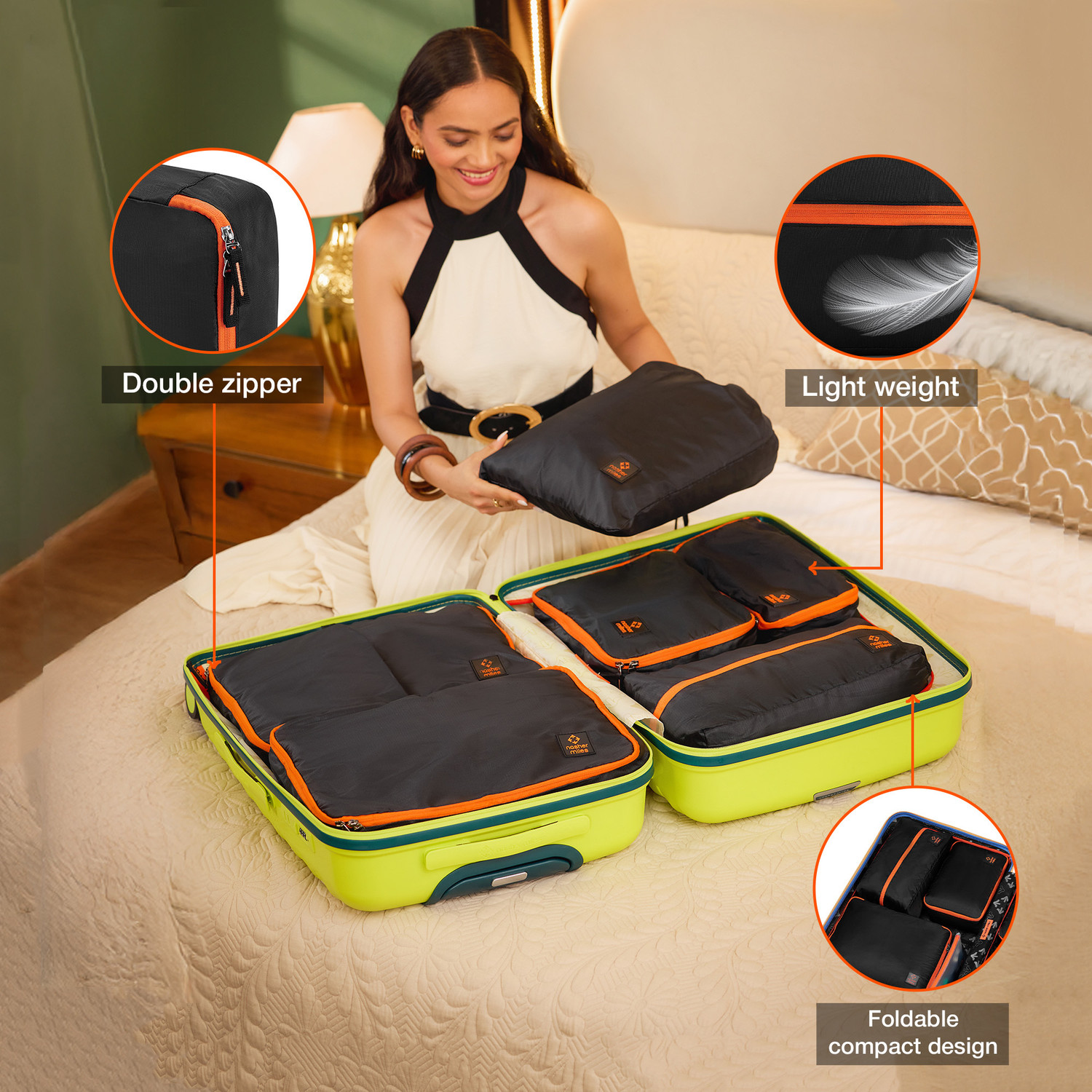 Image of NASHER MILES Travel Organizer Set of 7 - Packing Cubes for Clothes, Shoes & Accessories