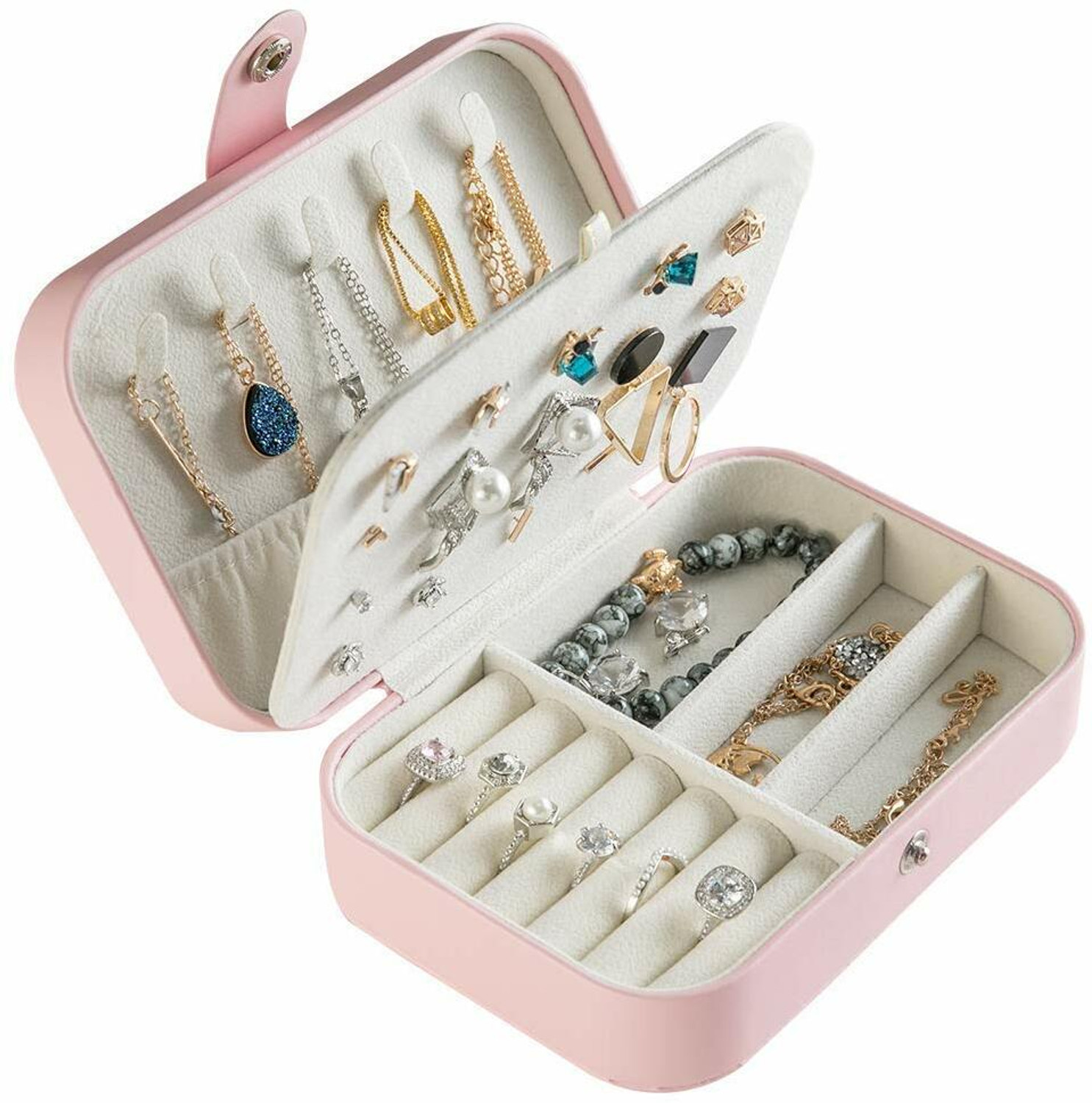 Image of Dherik Tradworld Jewelry Box- Portable Travel Jewelry Box, Small Two-Layer Jewelry Organizer all Vanity Box
