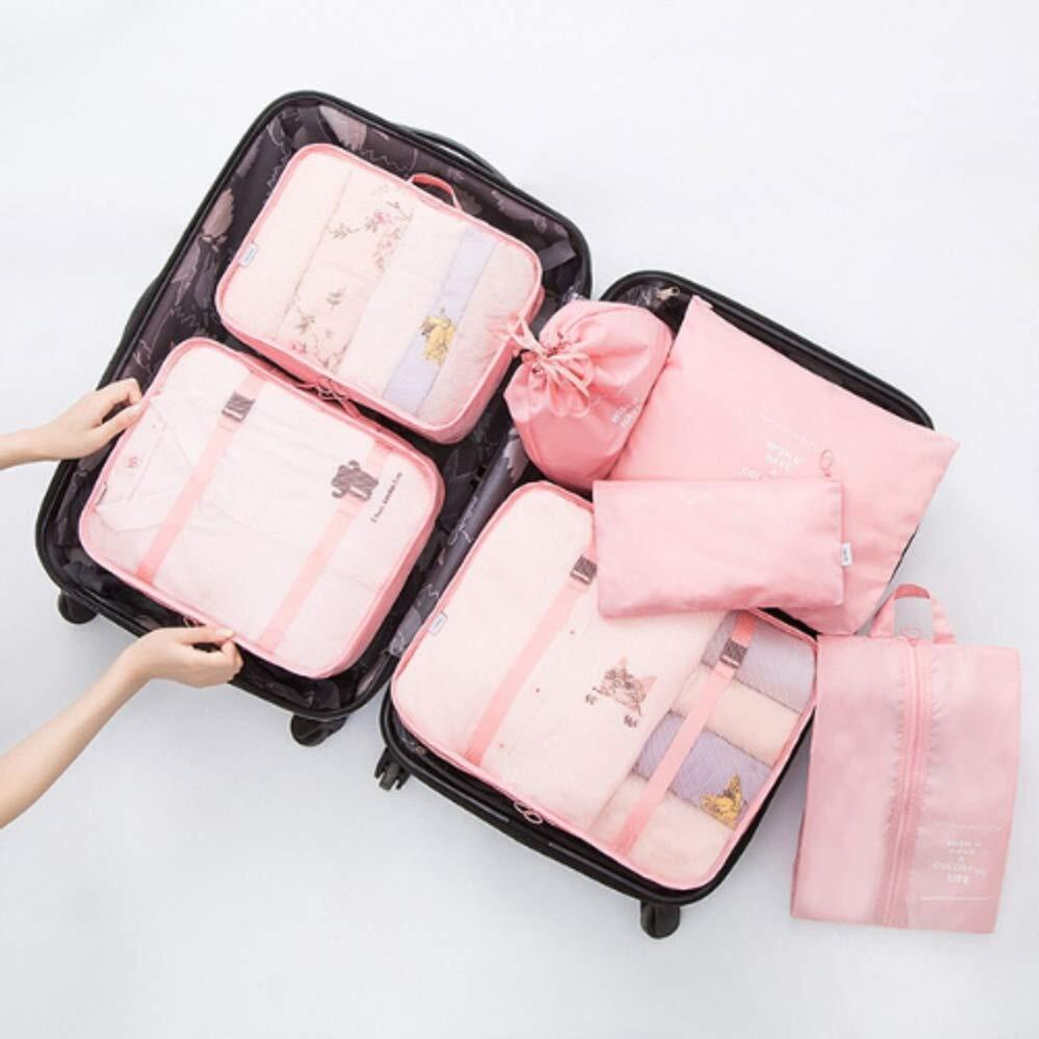 Image of Lakshvia 7 Pcs Travel Storage Bag Packing Cubes Luggage Organizer Travel Pouch Set