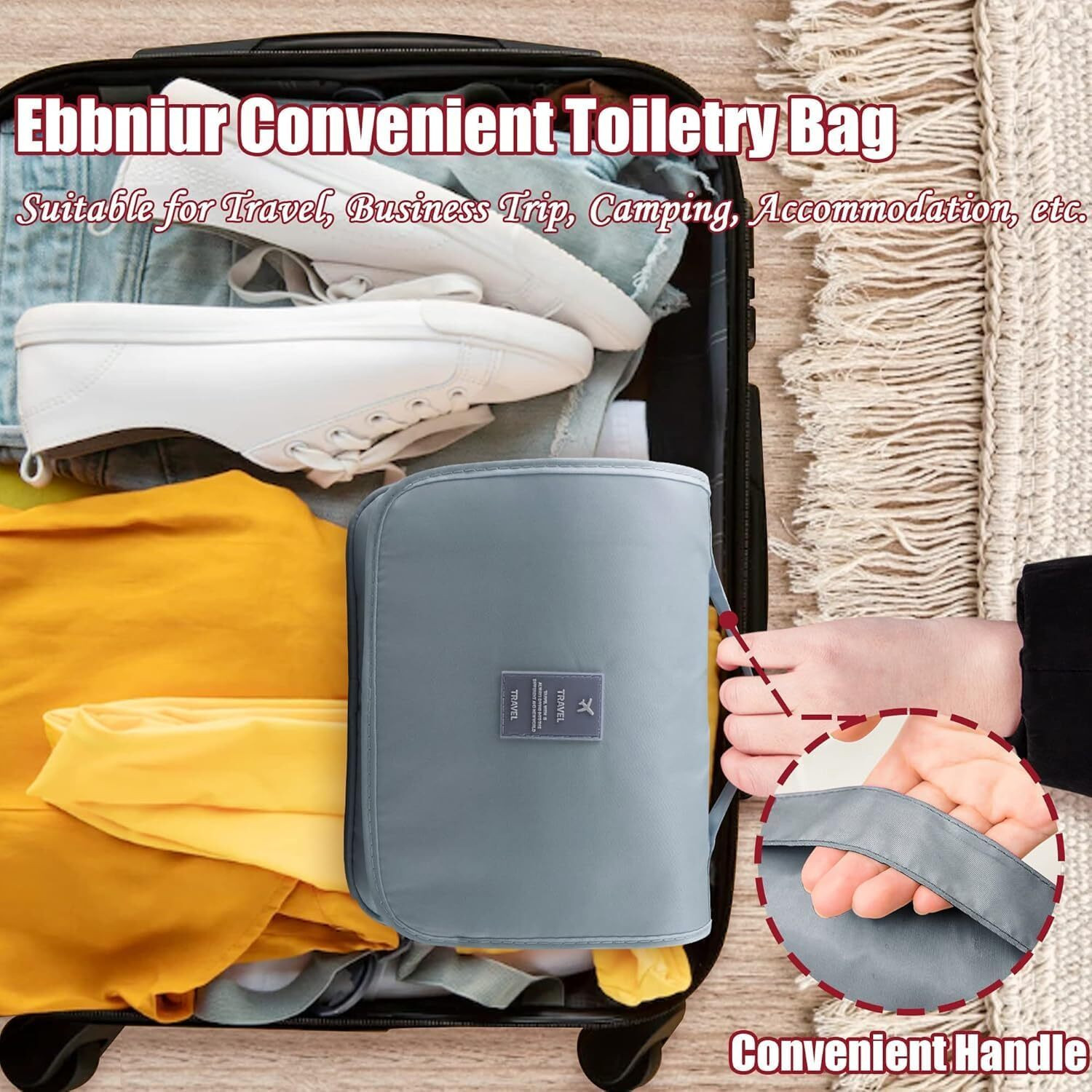 Image of ASHLER Hanging Toiletry Bag - Large Cosmetic Makeup Travel Organizer Travel Toiletry Kit