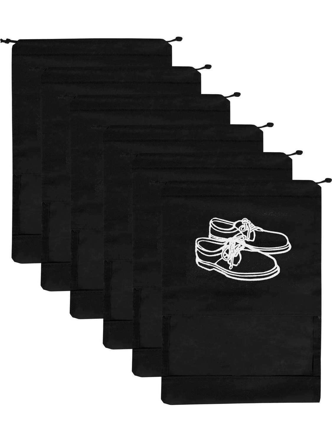 FEVWEL Shoe Cover Travel Shoe Bag Shoe Pouch for Travelling Pack of 6 Pc Black Shoe Cover for Travel
