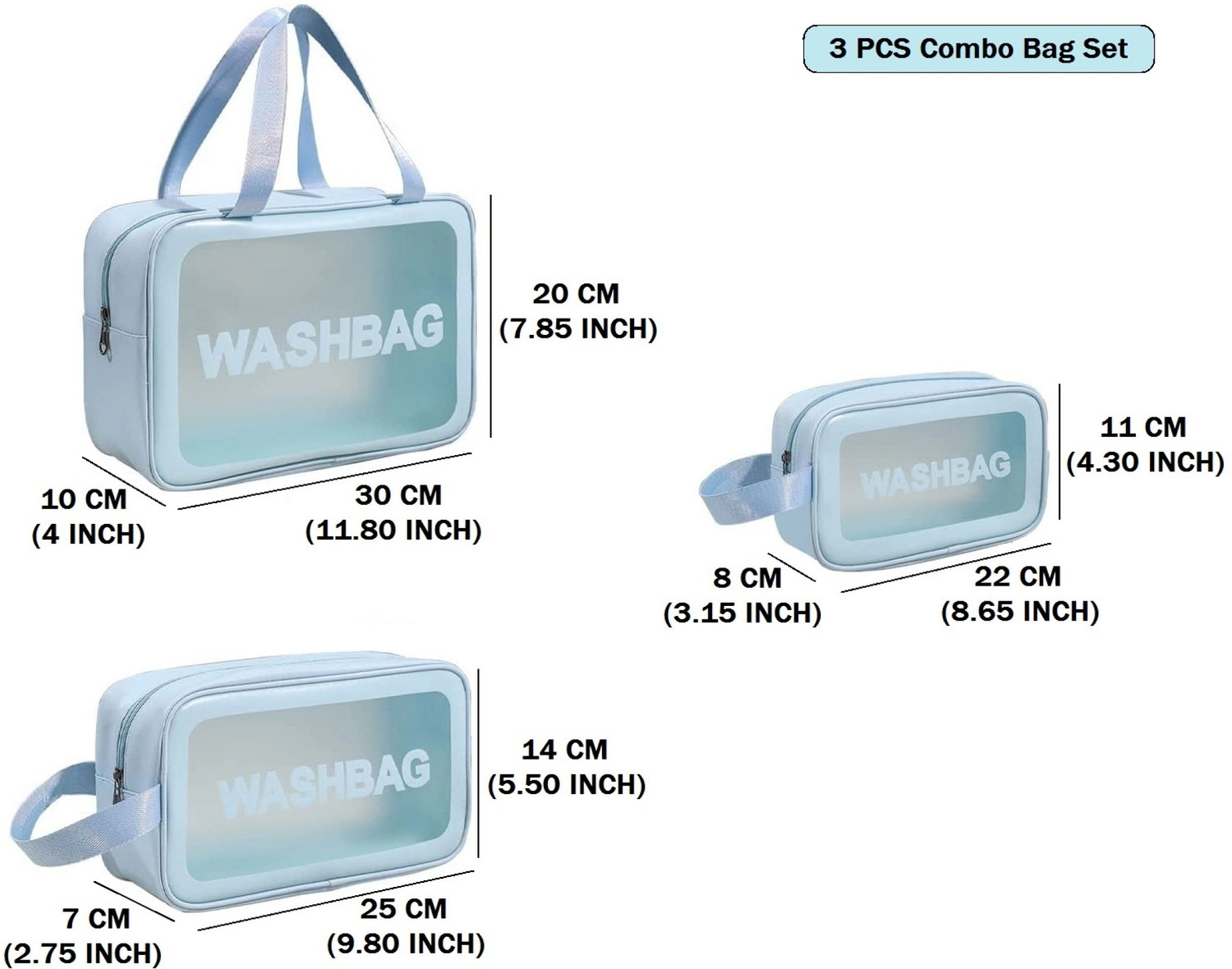 Image of Godadi Wala Transparent Travel Wash Bag Set of 3 | Waterproof Toiletry Organizer for Unisex Travel Toiletry Kit