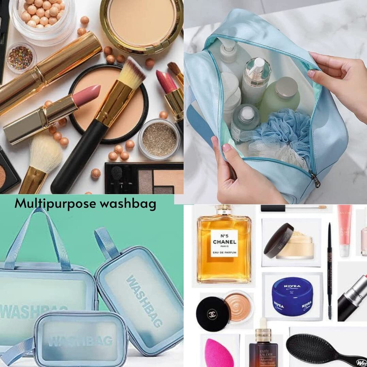 Image of Godadi Wala Transparent Travel Wash Bag Set of 3 | Waterproof Toiletry Organizer for Unisex Travel Toiletry Kit