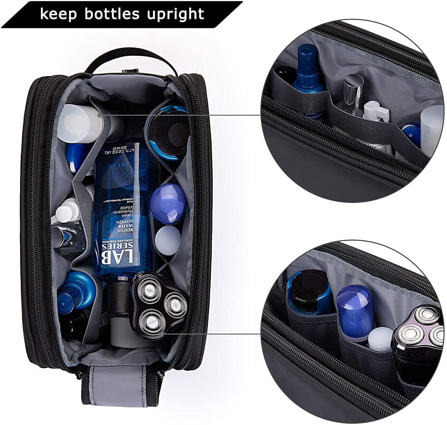 Image of netizen Quality Multi-Purpose Travel Shaving Bag / Make up pouch for Men & Women (Black) Travel Shaving Bag (Black)