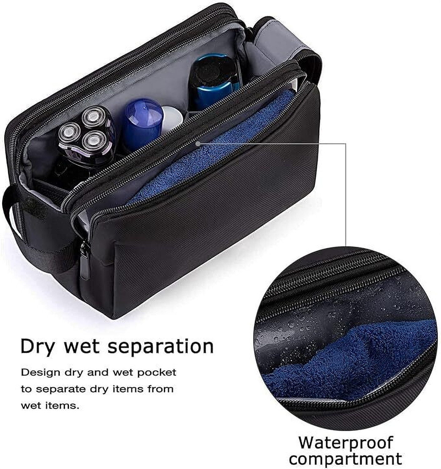 Image of Excite Shoppers Multi-Pocket ToiletryBag for Men & Women, Travel Pouch for Toiletries ShavingKit Travel Shaving Bag