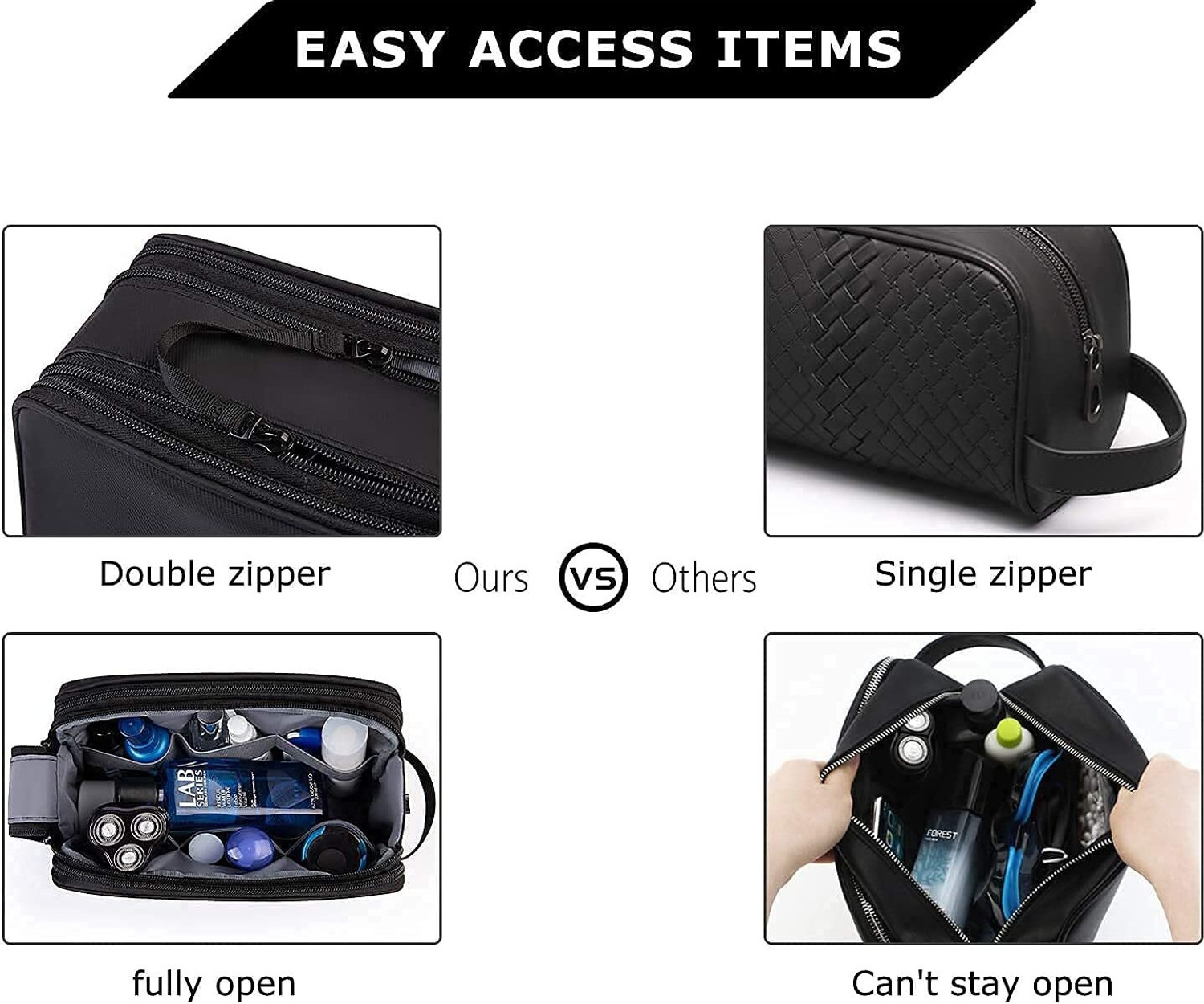Image of netizen Quality Multi-Purpose Travel Shaving Bag / Make up pouch for Men & Women (Black) Travel Shaving Bag (Black)