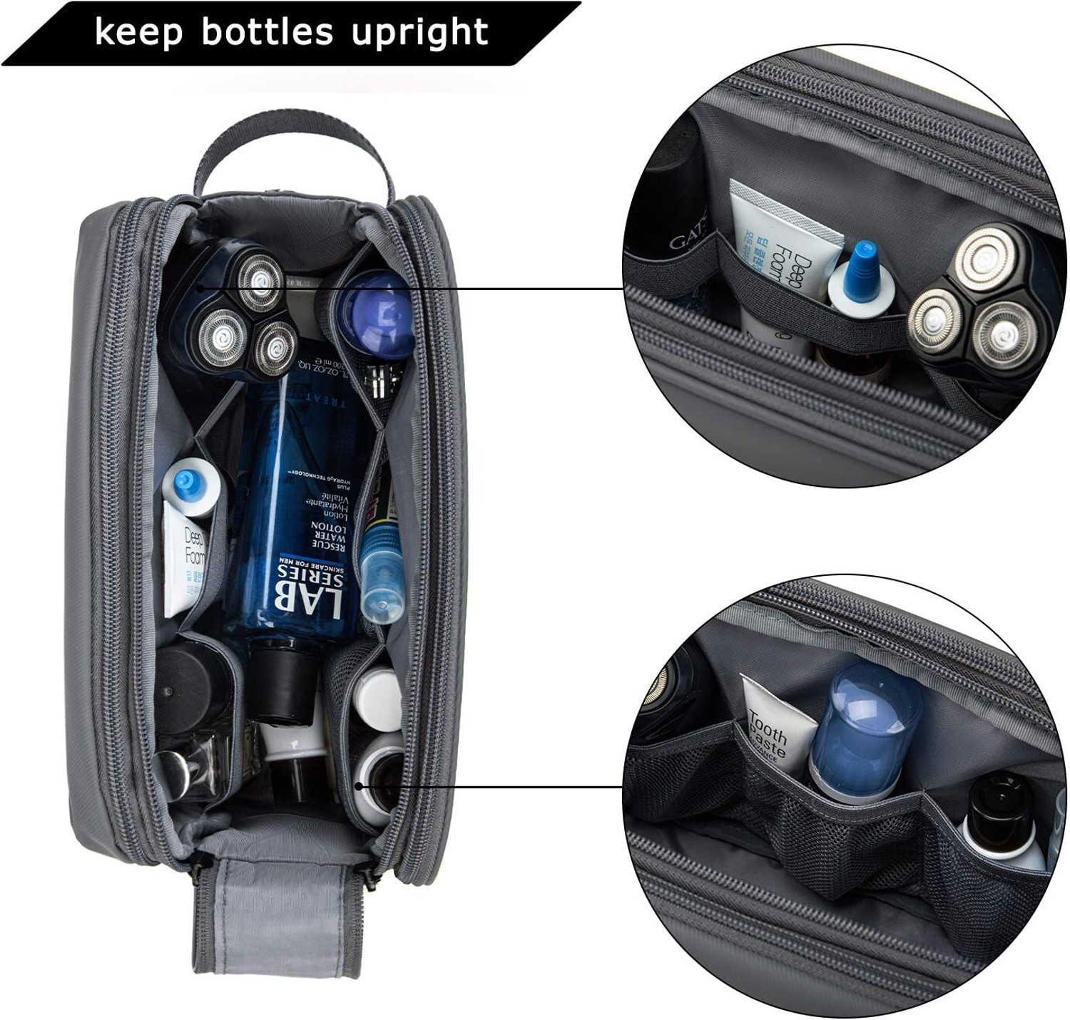 Image of Excite Shoppers Multi-Pocket ToiletryBag for Men & Women, Travel Pouch for Toiletries ShavingKit Travel Shaving Bag