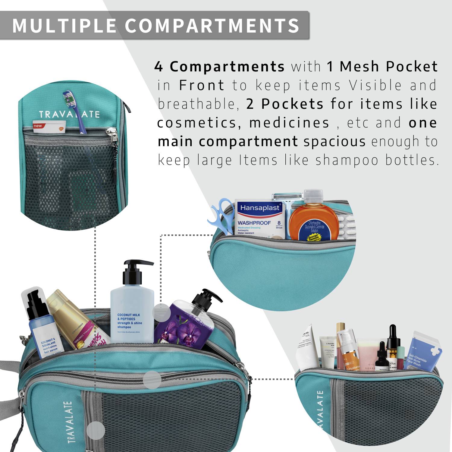 Travalate 3 Compartment Travel Organizer Pouch - Image 3