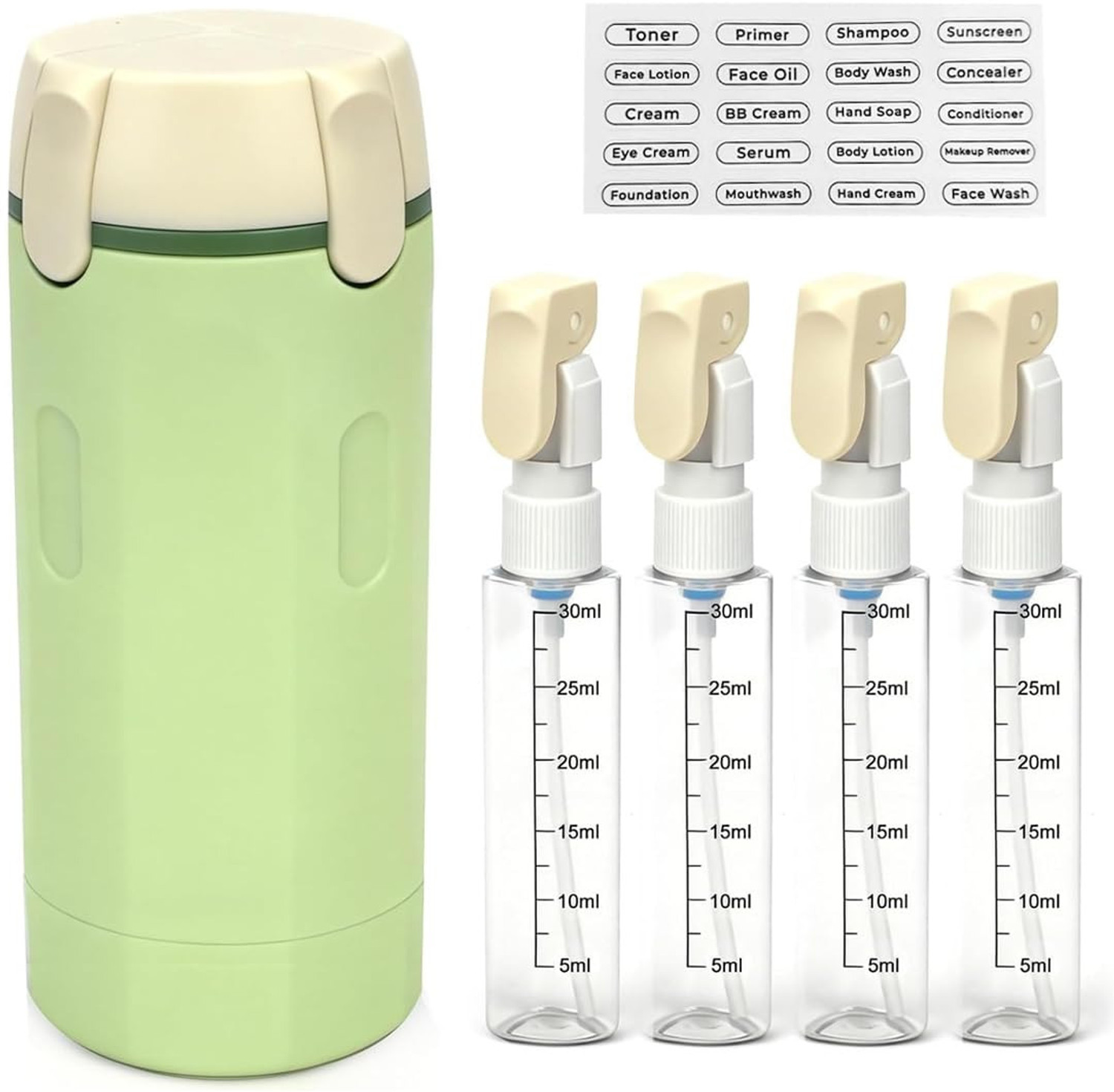 Image of BAGLIX Travel Bottles for Toiletries Organizer 4 x 30ml Leak Proof Refillable B8 Travel Toiletry Kit
