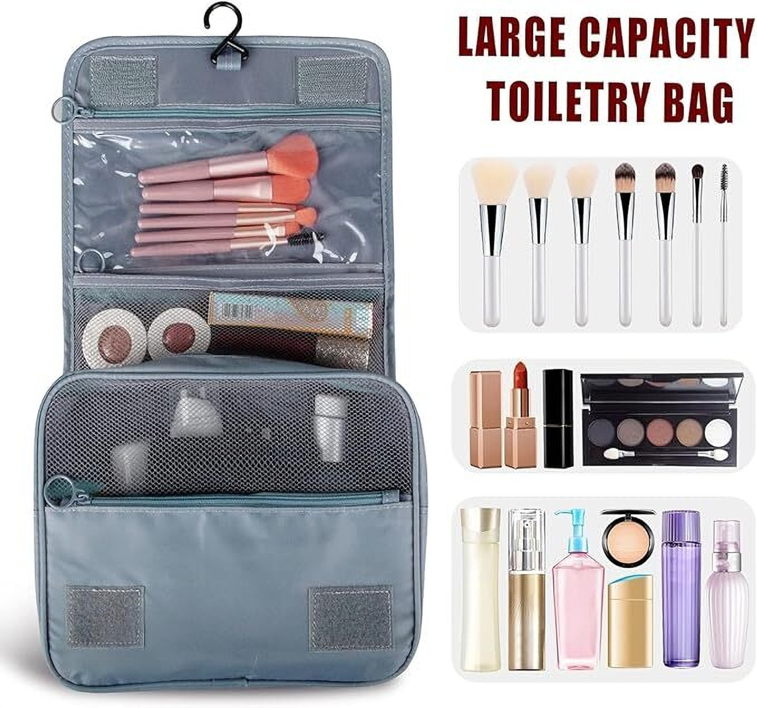Image of ASHLER Hanging Toiletry Bag - Large Cosmetic Makeup Travel Organizer Travel Toiletry Kit