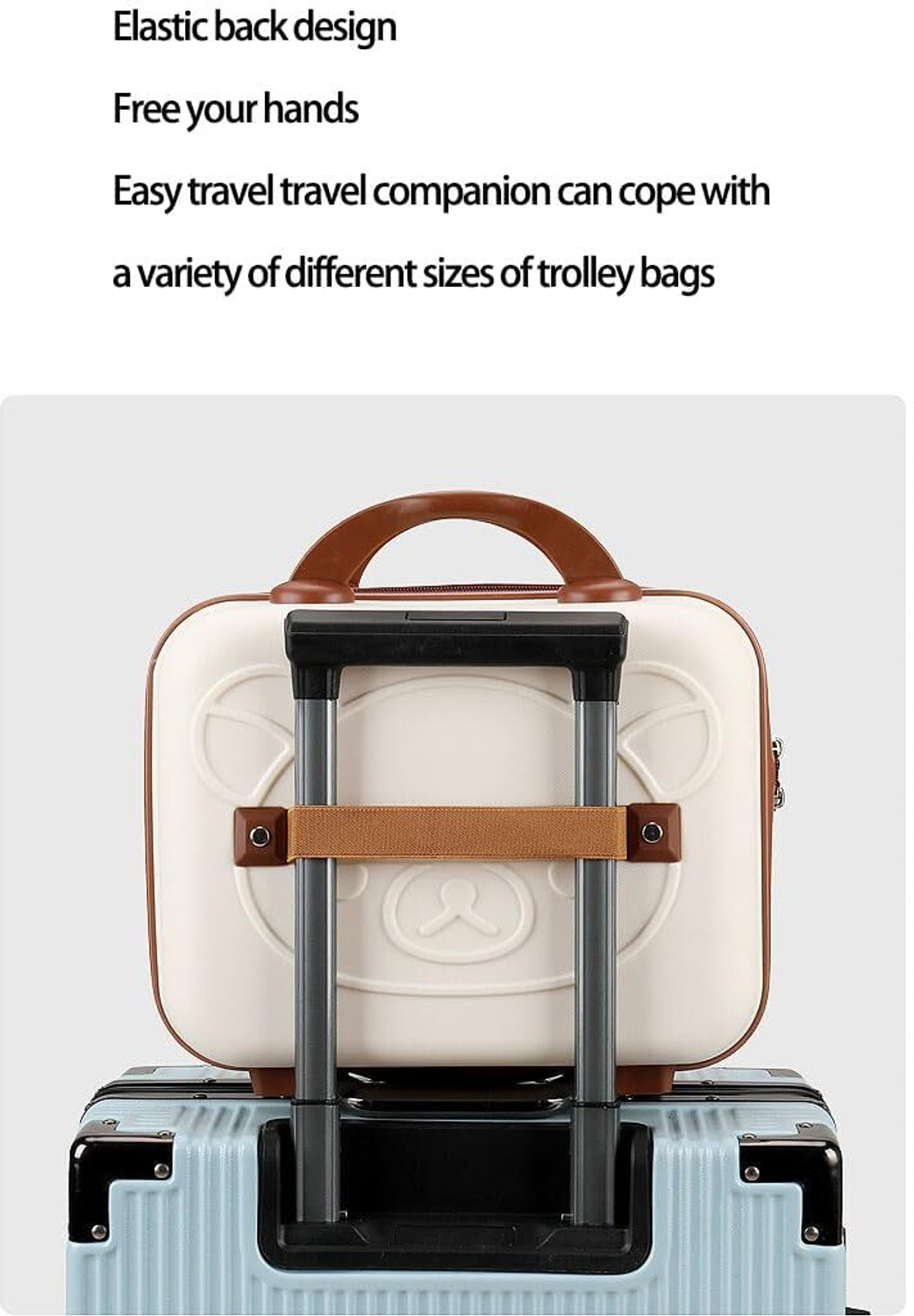 Image of VISHIXIT Mini Hard Shell Luggage Makeup Vanity with Lock Password Zipper for Women Travel Toiletry Kit (White, Brown)